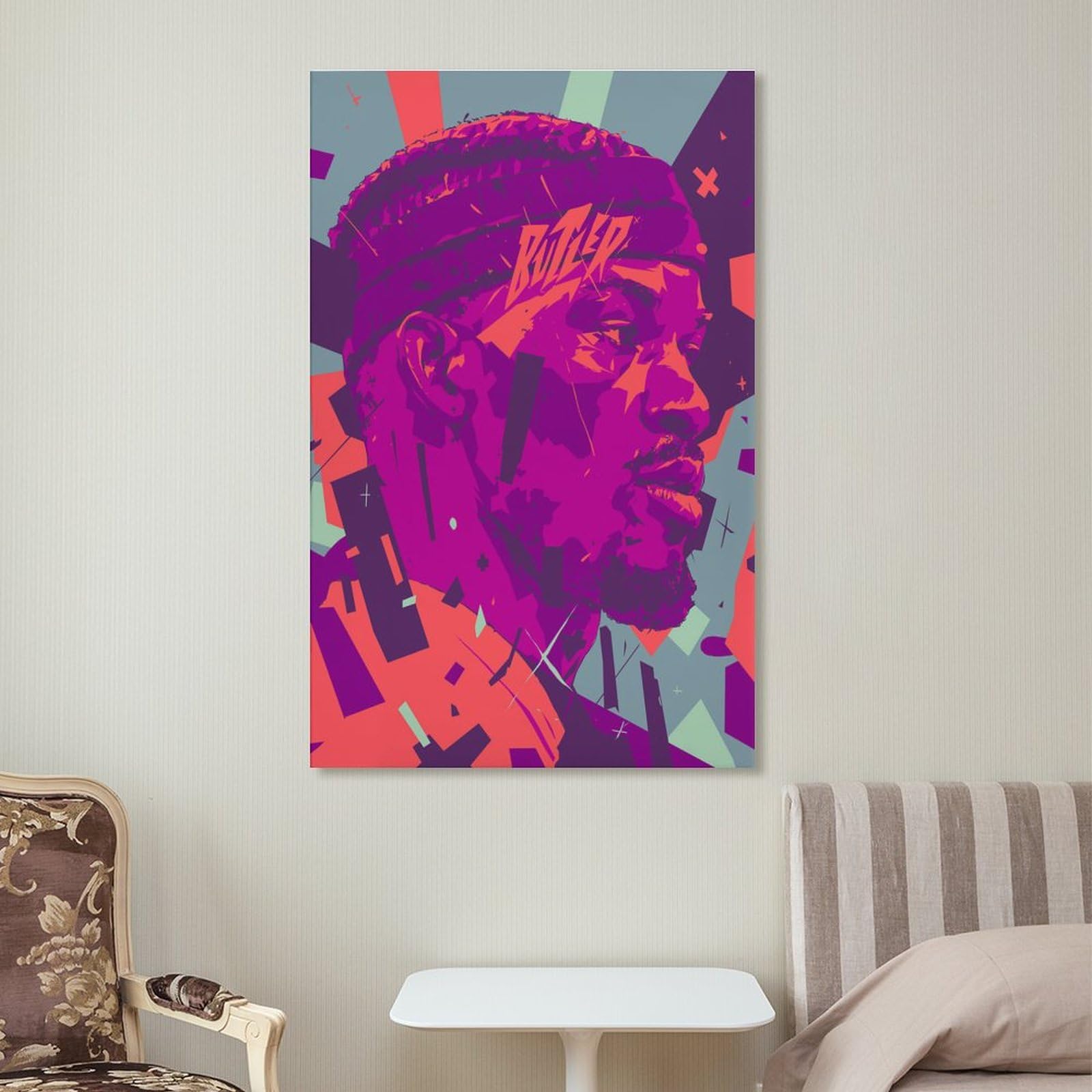 DLUCCA Jimmy Butler Basketball Poster - 24x36inch (60x90cm) NBA Superstar Wall Art, Canvas Print for Home Decor, Bedroom, Office & Man Cave - Perfect Gift for Basketball Fans & Sports Lovers