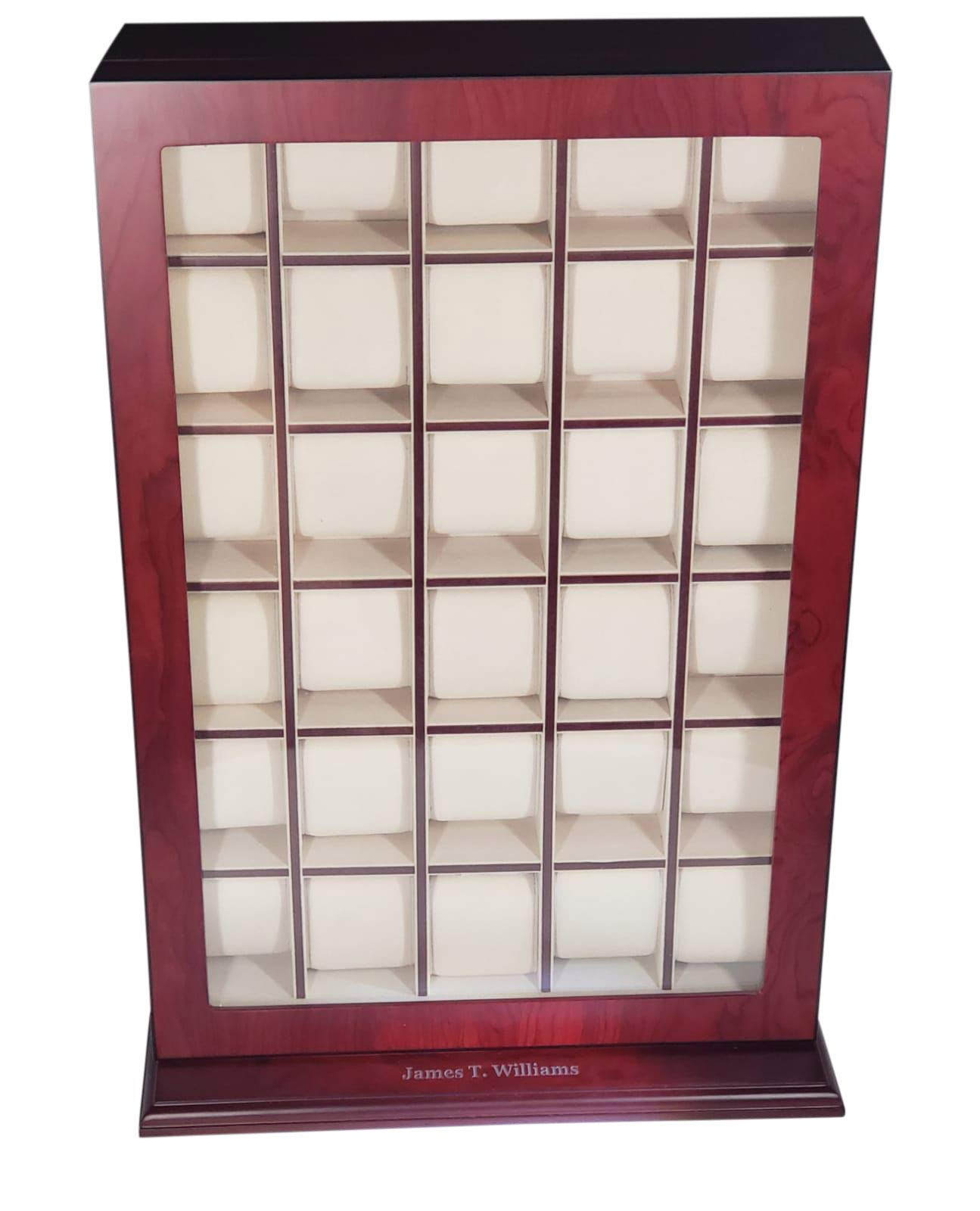 30-Piece Cherry Wood Personalized Watch Display Case - Wall Hanging Storage Organizer Box & Stand for Luxury Watch Collection (Home Decor, Jewelry Store Display, Gift for Watch Enthusiasts)