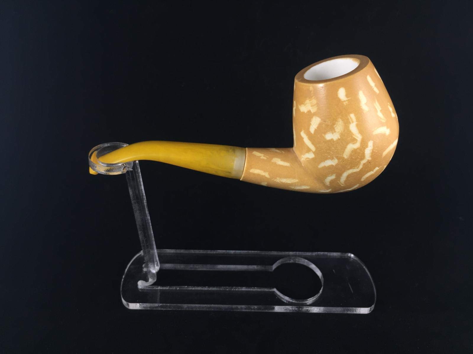 Premium Large Yellow Calcined Meerschaum Smoking Pipe - Handcrafted Block Meerschaum Pipe for Tobacco & Herbal Use - Perfect for Relaxation, Collectors & Gift Giving