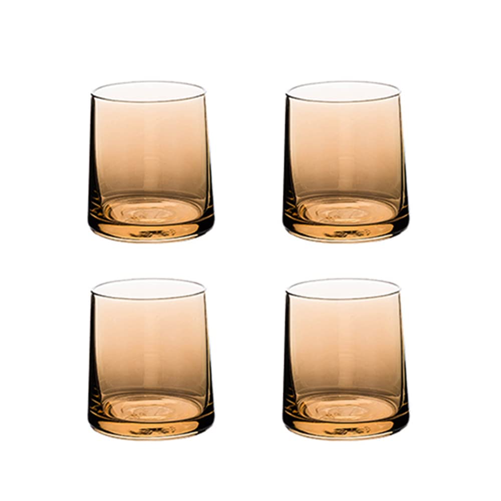 Premium 8.6 Oz Whiskey Glasses Set of 4 - Amber Colored Tumbler Cups for Cocktails, Scotch, Bourbon, Iced Coffee & Tea - Durable Drinking Glasses for Home Bar, Dinner Parties & Unique Gifts for Men - Perfect for Entertaining, Relaxing & Special Occasions