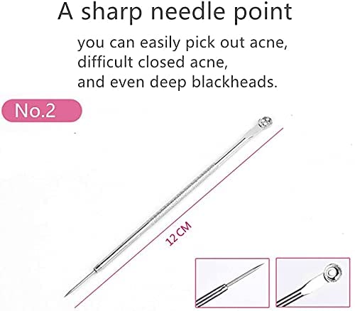 Aadav Beauty Blackhead & Whitehead Removal Tool Kit - Stainless Steel Acne Needles, Double-Sided Pimple Popper & Spot Squeezer - Perfect for Facial Care & Blemish Treatment at Home