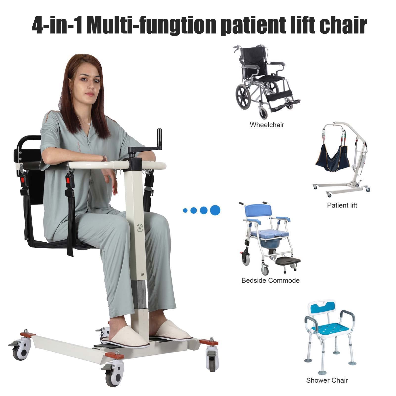 Portable Patient Lift Transfer Chair - Lightweight Wheelchair for Elderly & Disabled, Bed to Toilet Mobility Aid for Home, Bathroom & Car Use (No Potty Included) | Ideal for Post-Surgery Recovery & Daily Care Assistance