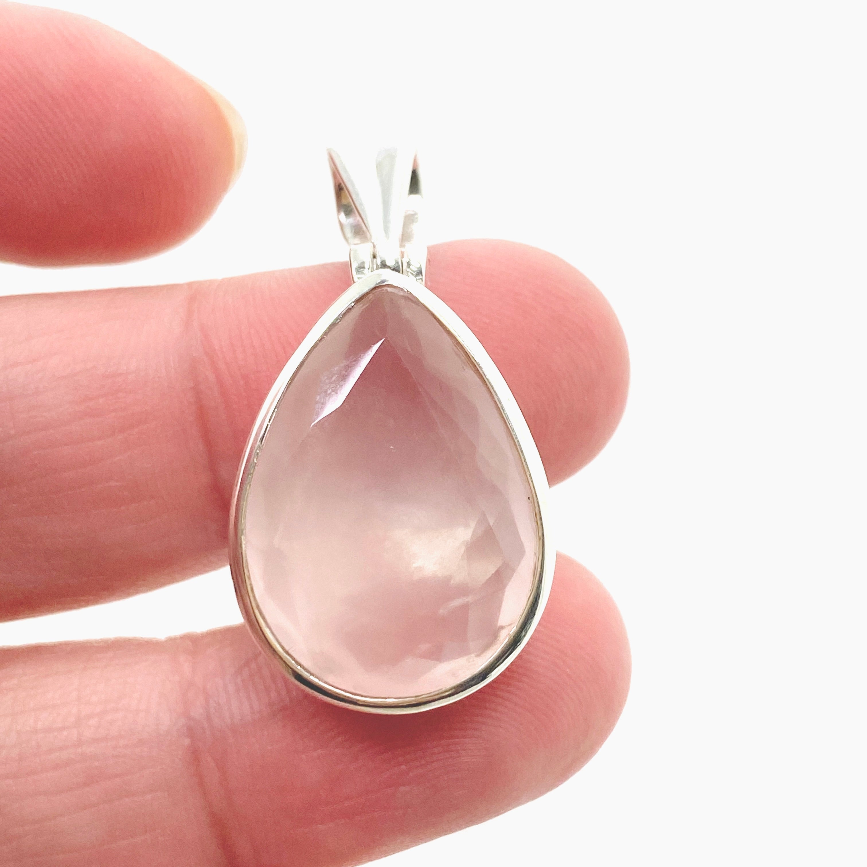 Rose Quartz Teardrop Faceted Pendant Necklace - Natural Gemstone Jewelry for Women - Perfect for Meditation, Healing & Everyday Elegance