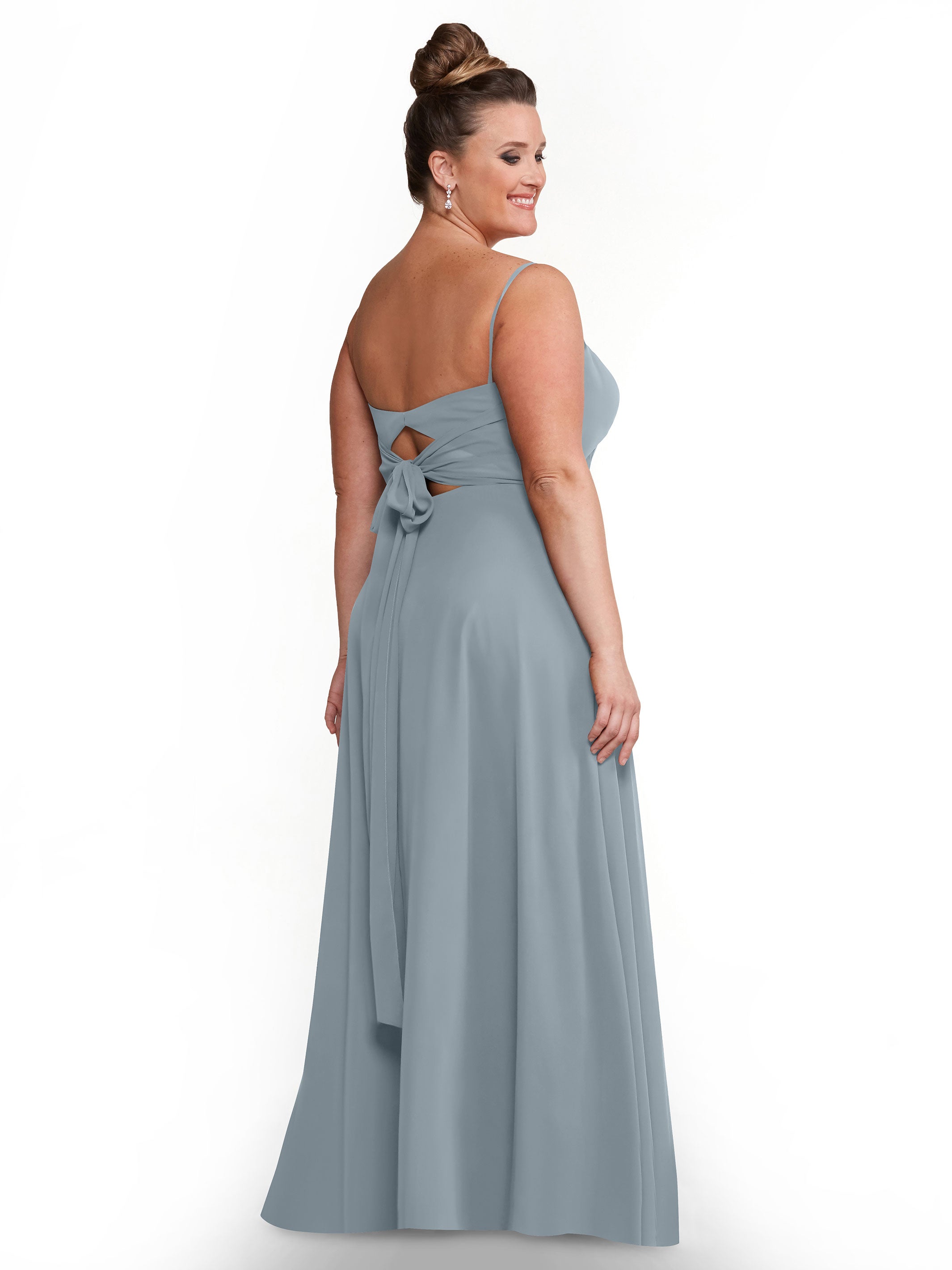 Elegant A-Line Bridesmaid Dress with Flowy Chiffon Skirt & Thigh Slit - Perfect for Weddings, Formal Events & Special Occasions