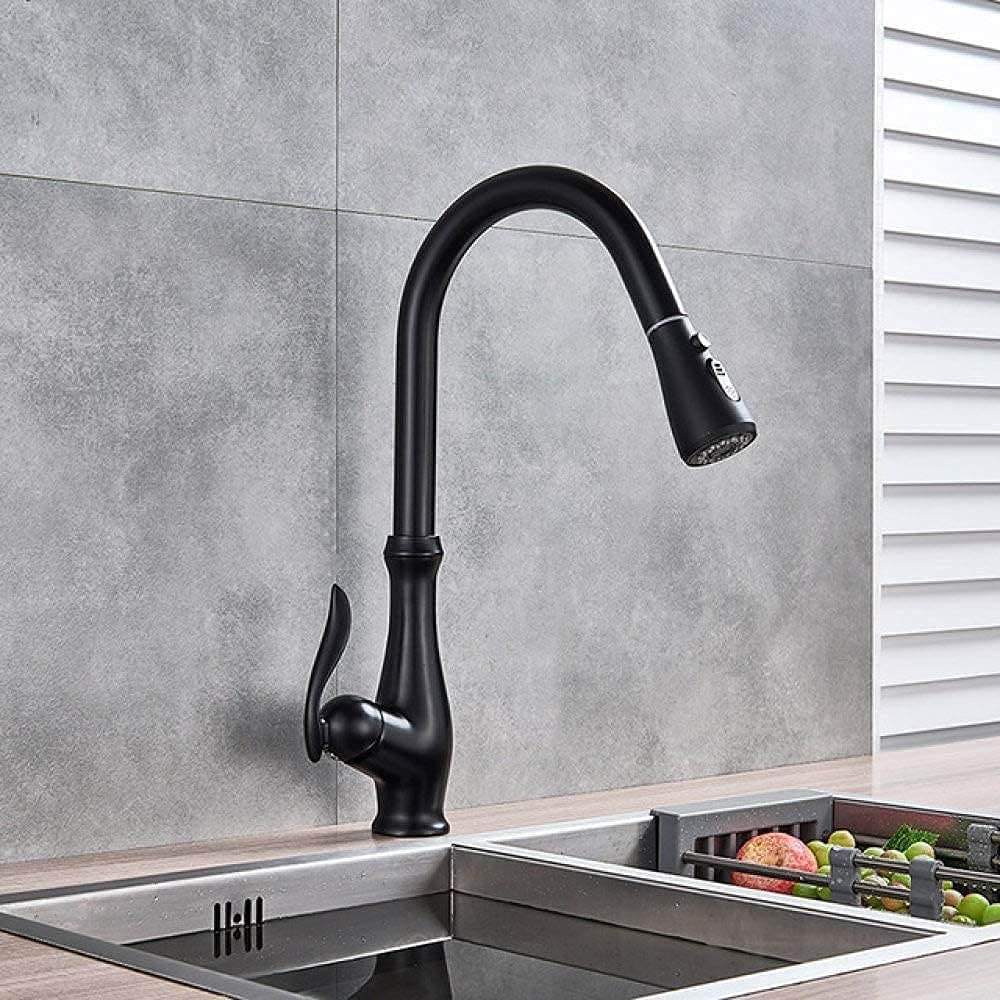 Matt Black Kitchen Mixer Tap with Swivel Pull Out Faucet, 8-Inch Cover Option, Ideal for Modern Sink Upgrades and Efficient Kitchen Tasks