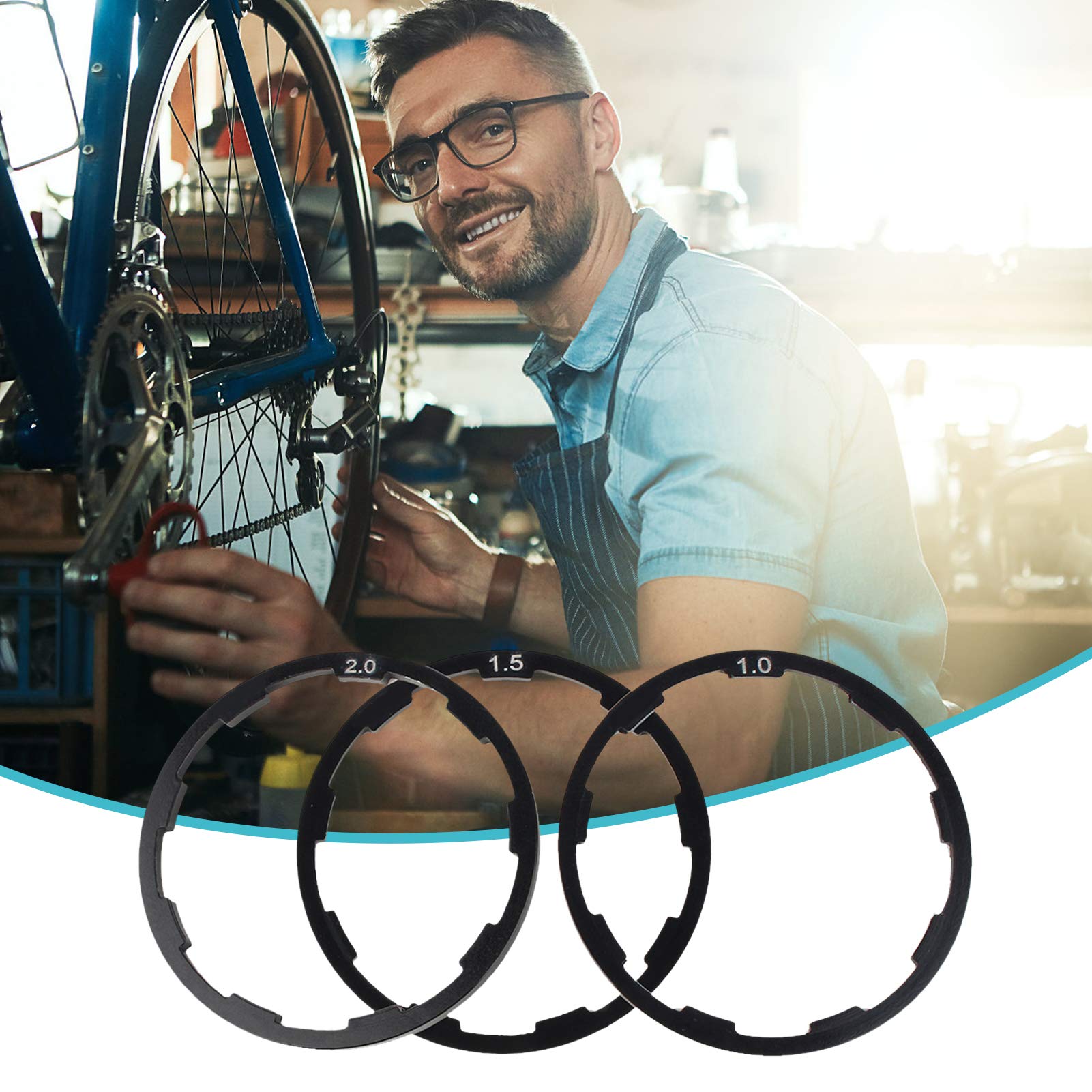 3-Piece Aluminum Alloy Headset Spacer Set (1mm, 1.5mm, 2mm) - Hub Spacer & Cassette Spacer for Bicycle Maintenance & Repair - Perfect for MTB, Road Bikes & BMX Adjustments