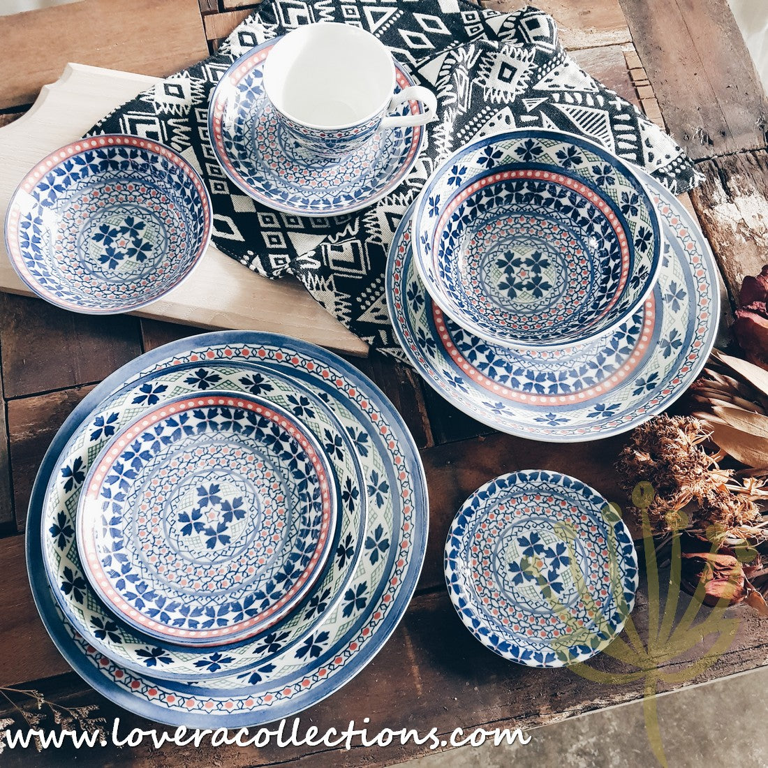 Awasaka Japan Blue Four Leaves Tea & Dinnerware Set - Premium Japanese Ceramic Tableware for Tea & Dining - Perfect for Home, Restaurants & Gifts