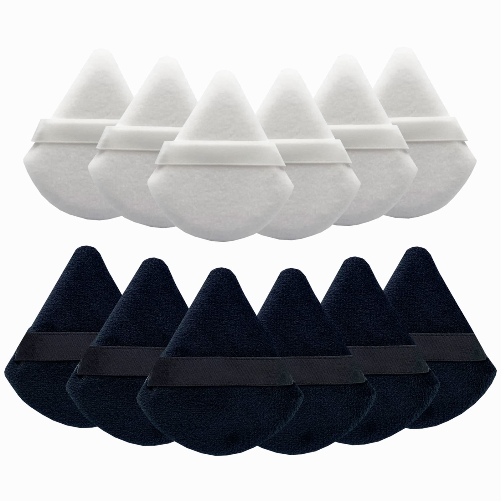 12Pcs Triangle Powder Puffs - Velour Makeup Sponges for Setting Powder, Foundation & Blush - Crease-Free Under Eye & Nose Application - Perfect for Professional Makeup & Travel Touch-Ups