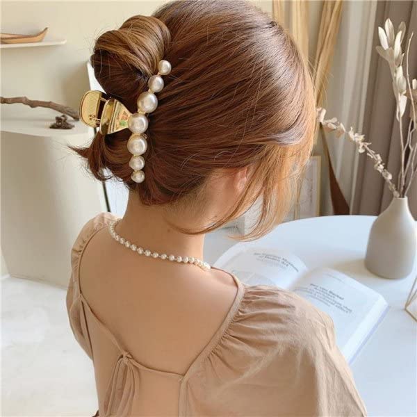 Big Box Pearl Hair Claw Clips - Strong Hold Metal Hair Jaw Clips for Women & Girls | Non-Slip Barrettes for Thick Hair | Perfect Birthday, Business, Christmas & Thanksgiving Gifts | Great for Office, Party & Everyday Use