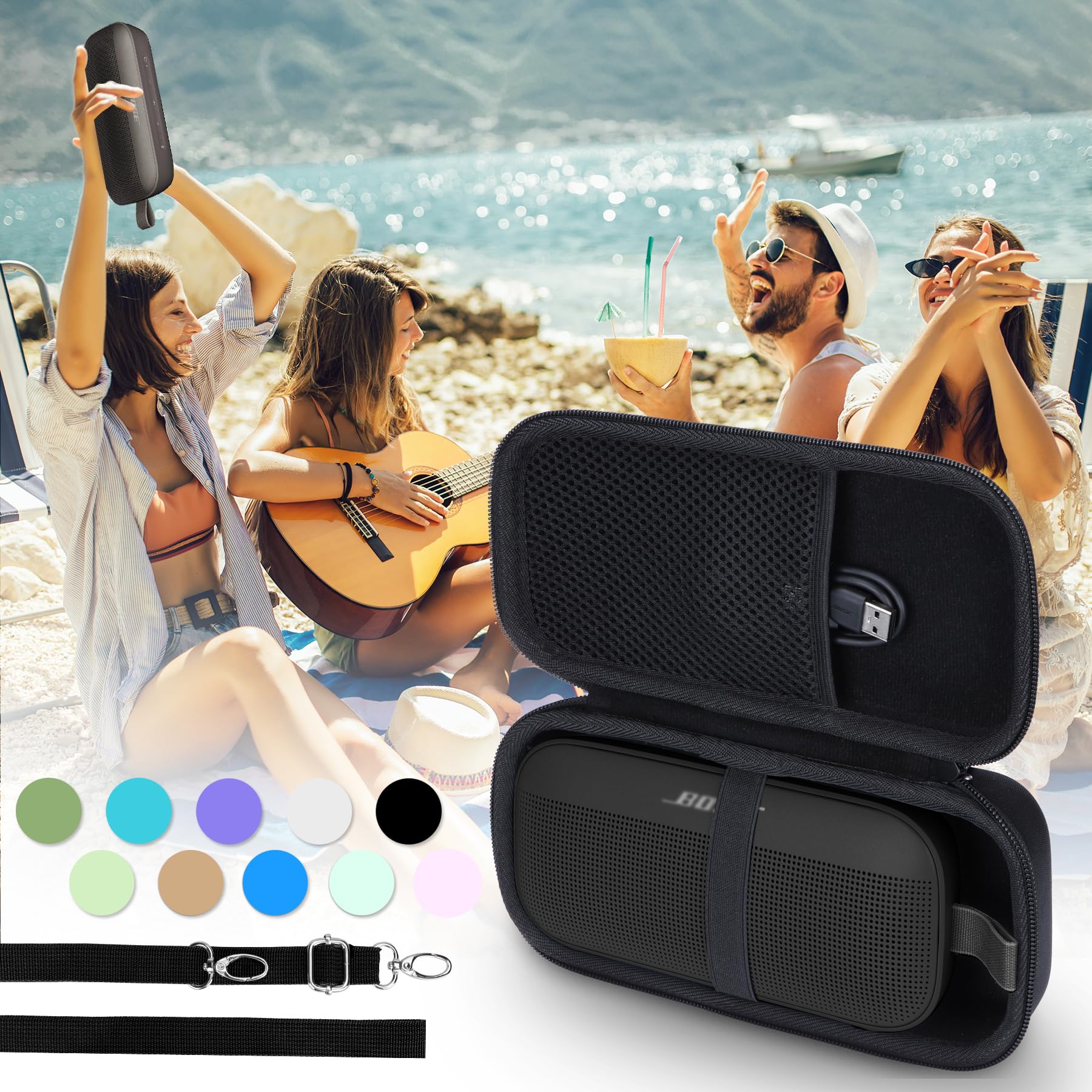 Bose SoundLink Flex 2nd Gen Protective Hard Case - Shockproof & Waterproof Cover for Bose SoundLink Flex Portable Speaker (Stone Blue) - Perfect for Travel, Outdoor Adventures & Daily Use