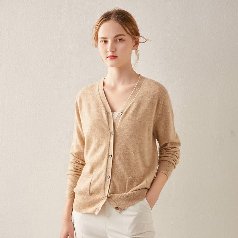Luxury Soft Cashmere Knit Cardigan for Women - Cozy Winter Sweater for Office, Travel & Casual Wear