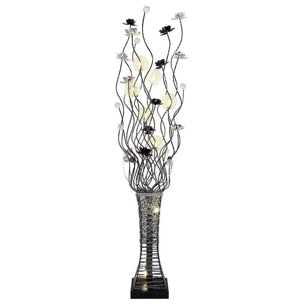 Modern LED Floor Lamp for Dining Room, Living Room & Bedroom - Aluminum Alloy Bouquet with Crystal Decor & Chrome Base (Silver) | Elegant Lighting for Home Decor, Reading & Relaxation