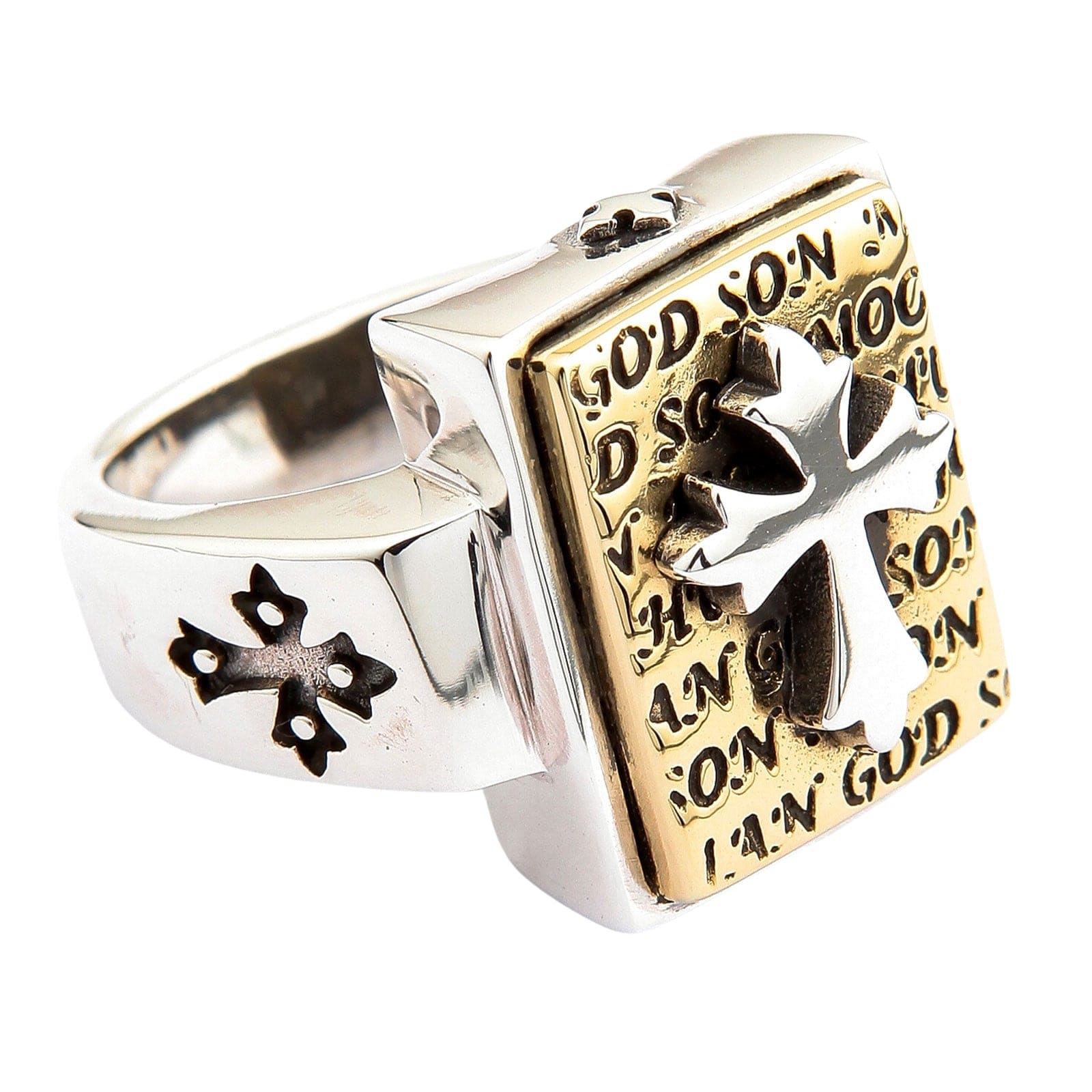 Stylish Designer Gold Cross Sterling Silver Men's Ring for Everyday Wear & Special Occasions - Perfect Gift for Him