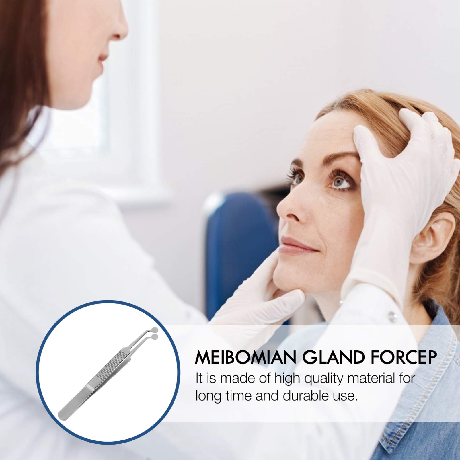 Mikikit Eyelid Massage Tweezers - Stainless Steel Round Head Meibomian Gland Expressor for Dry Eyes Relief | Perfect for Home Eye Care & Professional Use