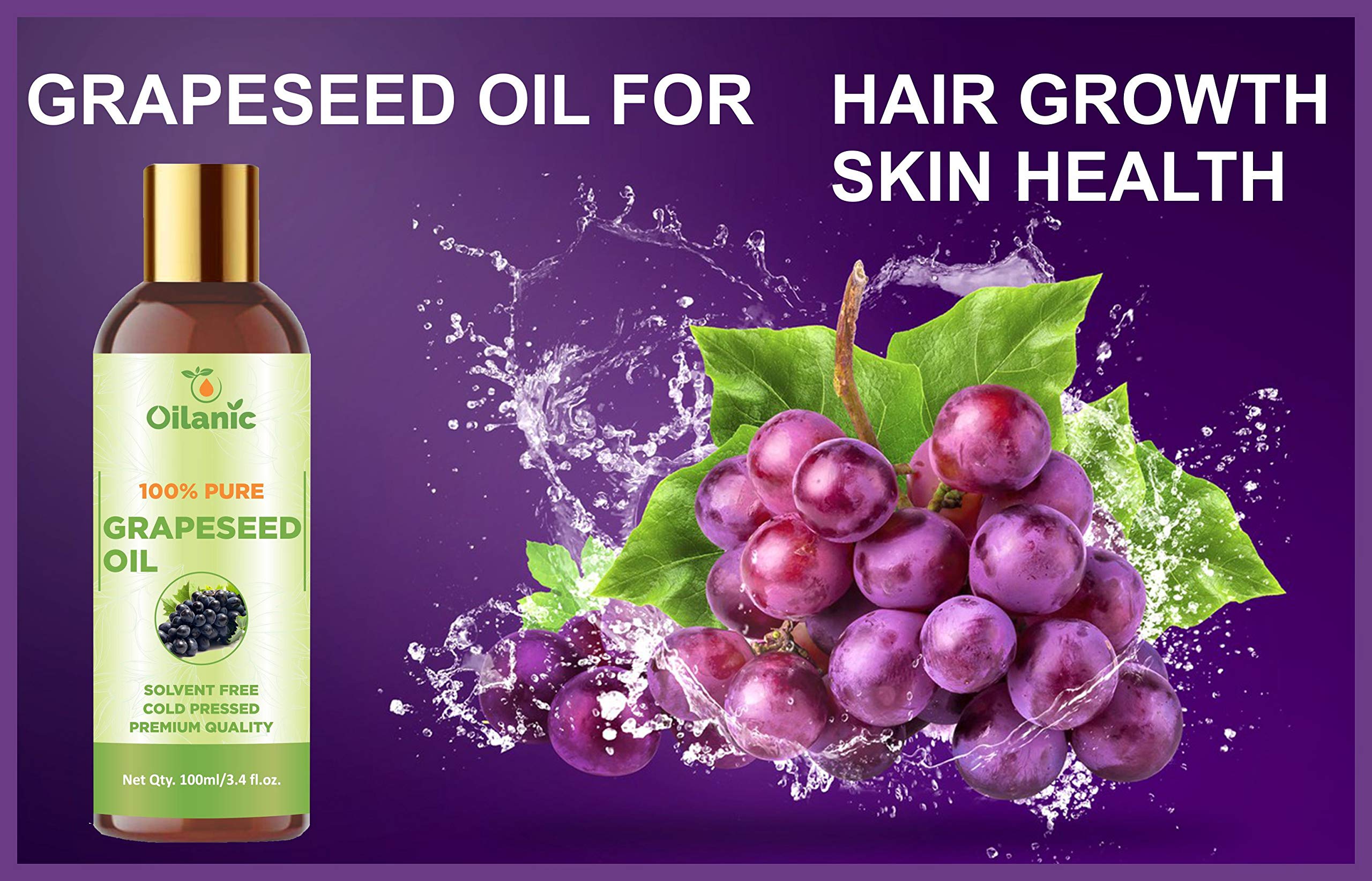 Oilanic 100% Pure Natural Grapeseed Oil & Neem Oil Combo Pack - 2 Bottles (100ml Each, Total 200ml) for Hair Care, Skin Moisturizing & Aromatherapy