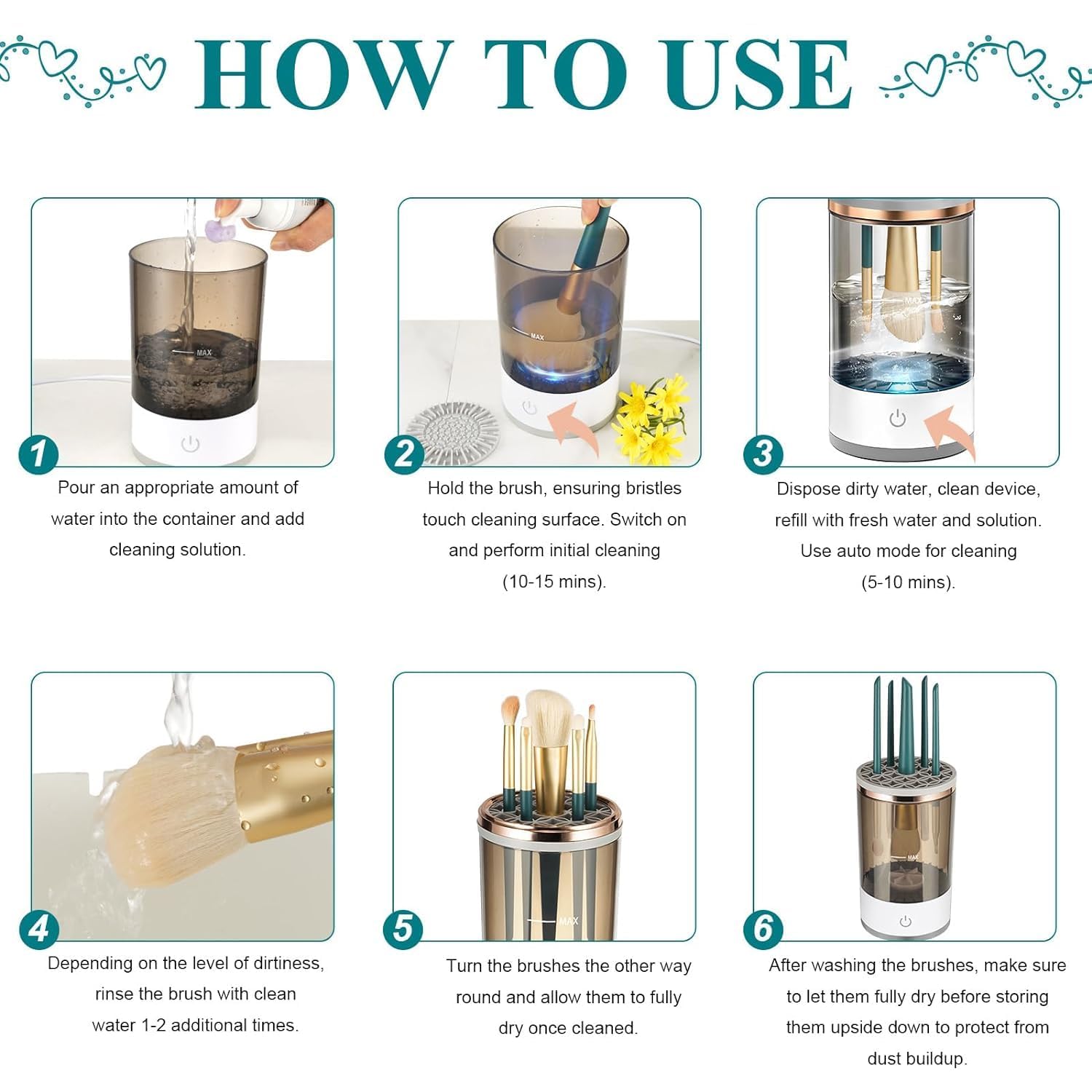 Automatic Makeup Brush Cleaner Machine - USB Powered Spinning Blender for Deep Cleaning All Size Cosmetic Brushes | Women's Beauty Tool for Daily Makeup Brush Care & Professional Salon Use