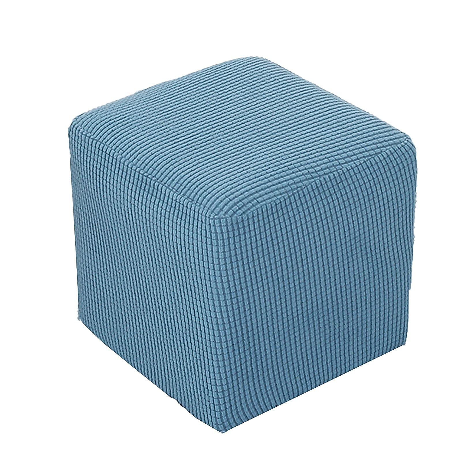 Stretch Ottoman Slipcovers - Soft Non-Slip Jacquard Footstool Cover with Elastic Bottom | Washable Furniture Protector for Living Room, Bedroom & Office