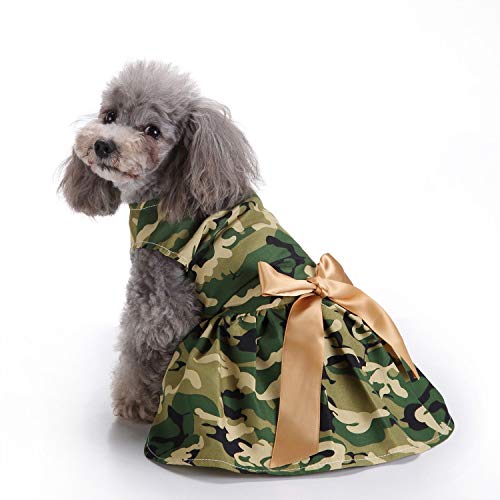 Cute Polka Dot Pink Dog Dress with White Lace - Pet Wedding Tutu for Small Dogs (Shih Tzu, Chihuahua) XS Camouflage - Perfect for Weddings, Parties & Special Occasions