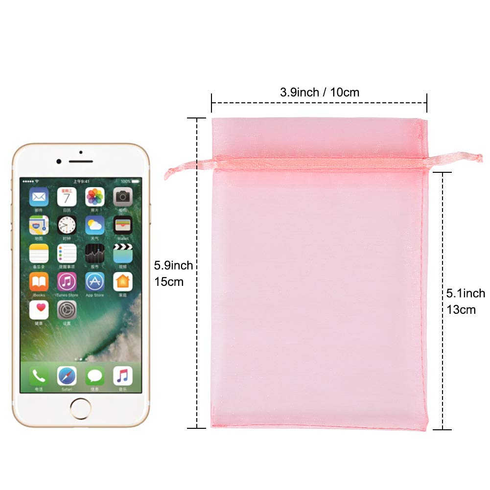 YQL 4x6 Inch Organza Gift Bags - 100PCS Blush Pink Mesh Favor Bags for Jewelry, Wedding Favors, Party Decor & Fruit Protection | Elegant Valentine's Day Gift Packaging
