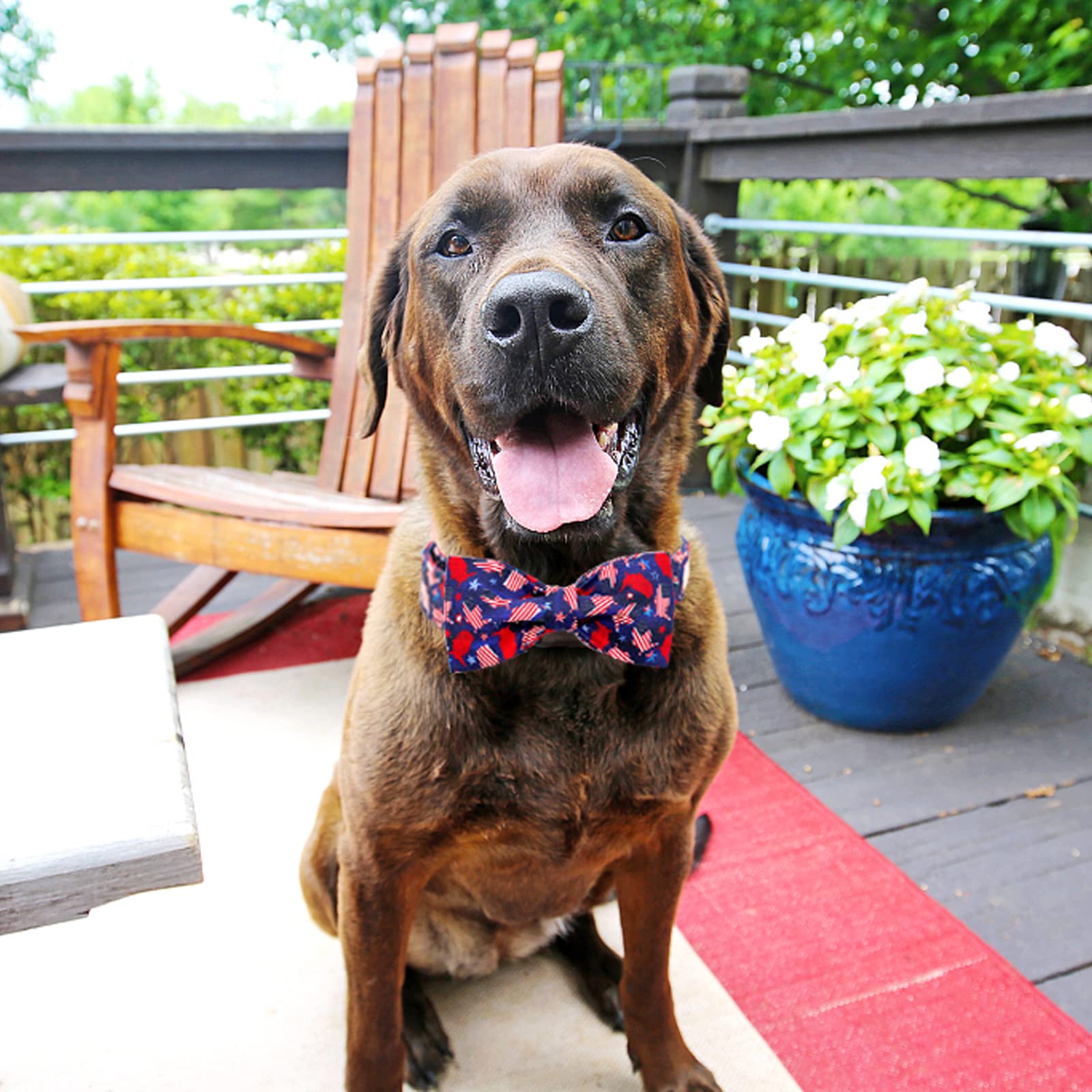 **4th of July American Flag Dog Bow Tie Collar - Durable Pet Collar for Small, Medium & Large Dogs - Perfect for Independence Day Celebrations & Patriotic Events**