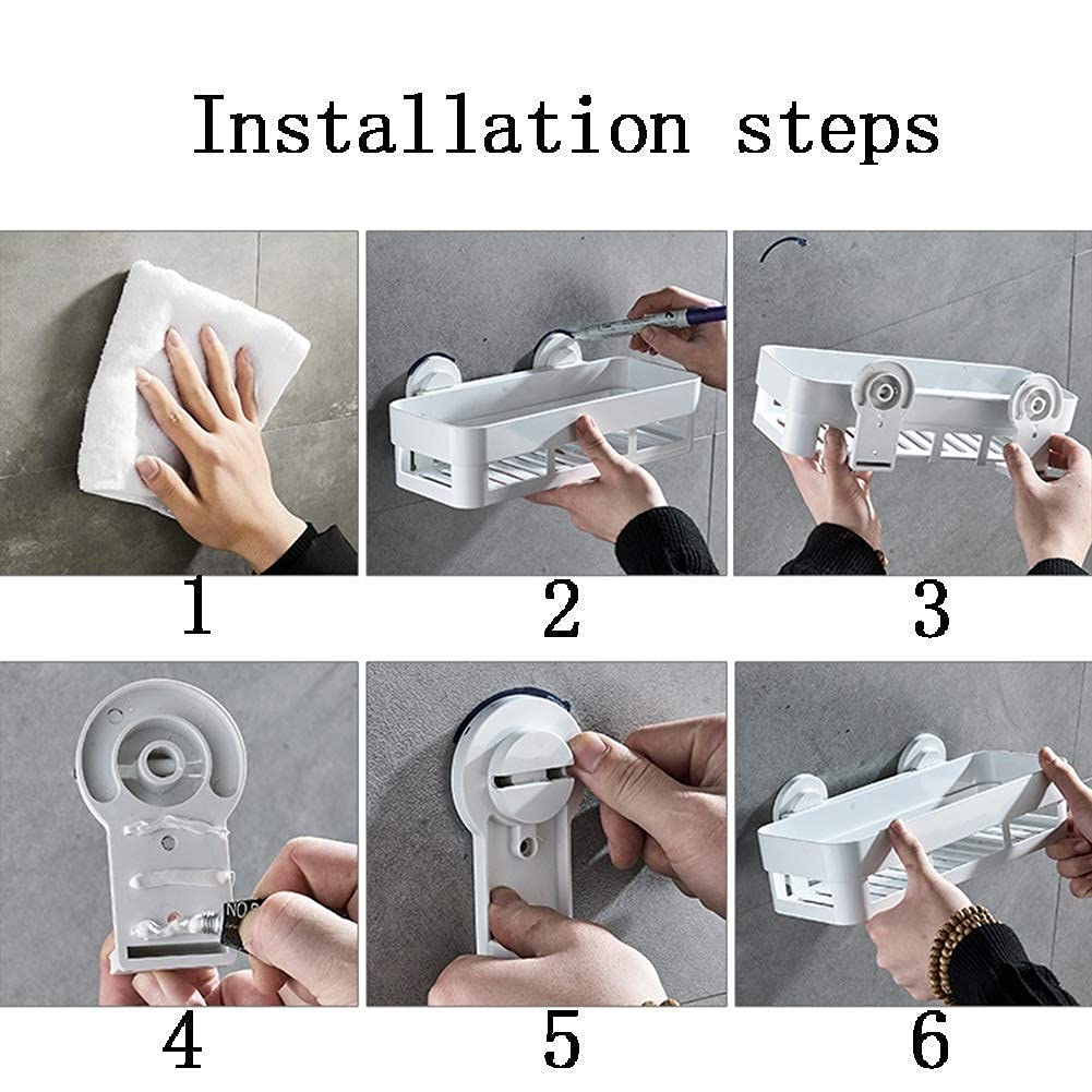 Multifunctional Shower Shelf - Wall Mounted Bathroom Storage Rack with No Drilling Required, Space Saving Rectangle Design for Shampoo, Soap & Towel Organization (Perfect for Small Bathrooms & Showers)