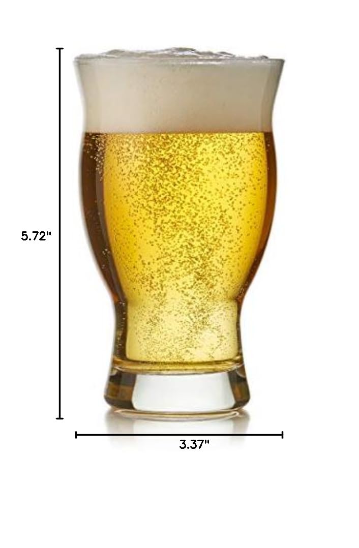 Libbey Craft Brews Nucleated Pint Beer Glasses Set of 4 - Dishwasher Safe, Laser Etched for Perfect Head Retention - Ideal for Light Beers, Stouts & Home Brewing - Great for Parties, Bars & Beer Tasting Events