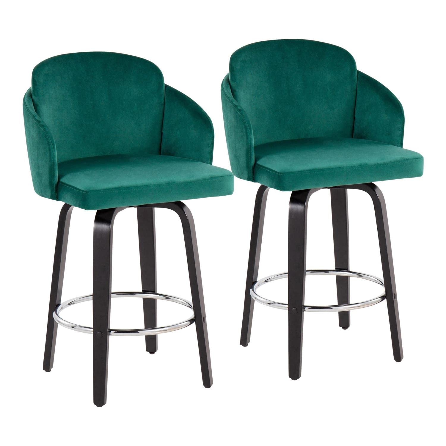 LumiSource Dahlia Black Wood Counter Stools Set of 2 - 24