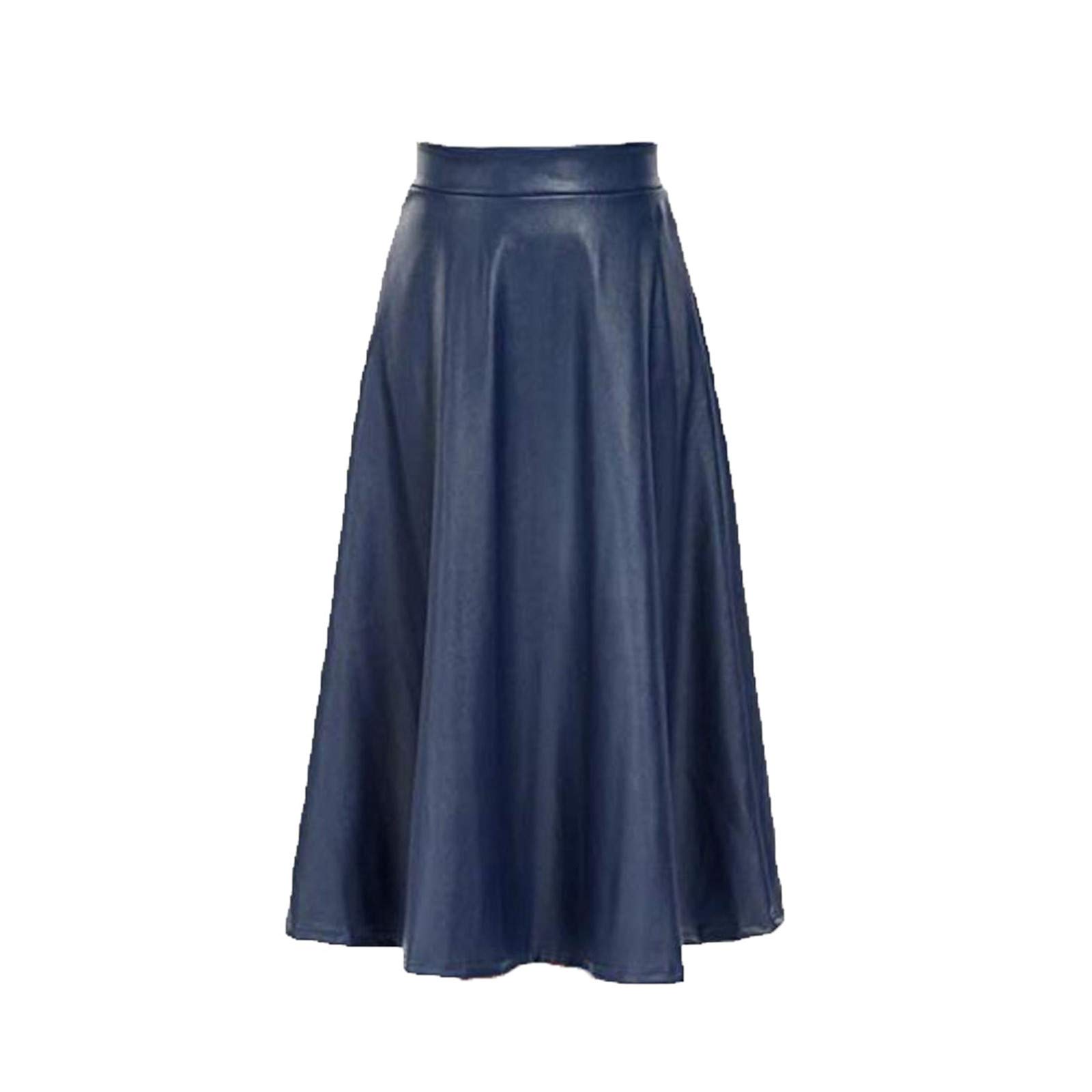 Gothic Women's High Waist Pleated PU Leather Skirt - Black Punk Long Skirt for Casual Wear | Perfect for Halloween, Cosplay, and Alternative Fashion Outfits