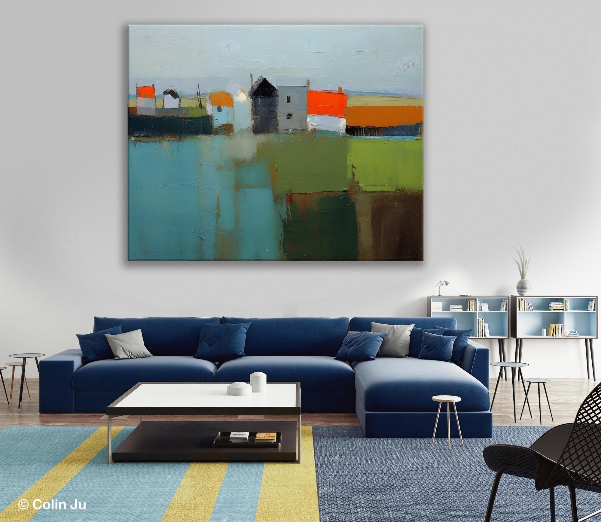 Extra Large Abstract Landscape Canvas Painting - Handmade Original Wall Art for Living Room, Bedroom & Office Decor | Modern Acrylic Artwork for Home & Office Interior Design