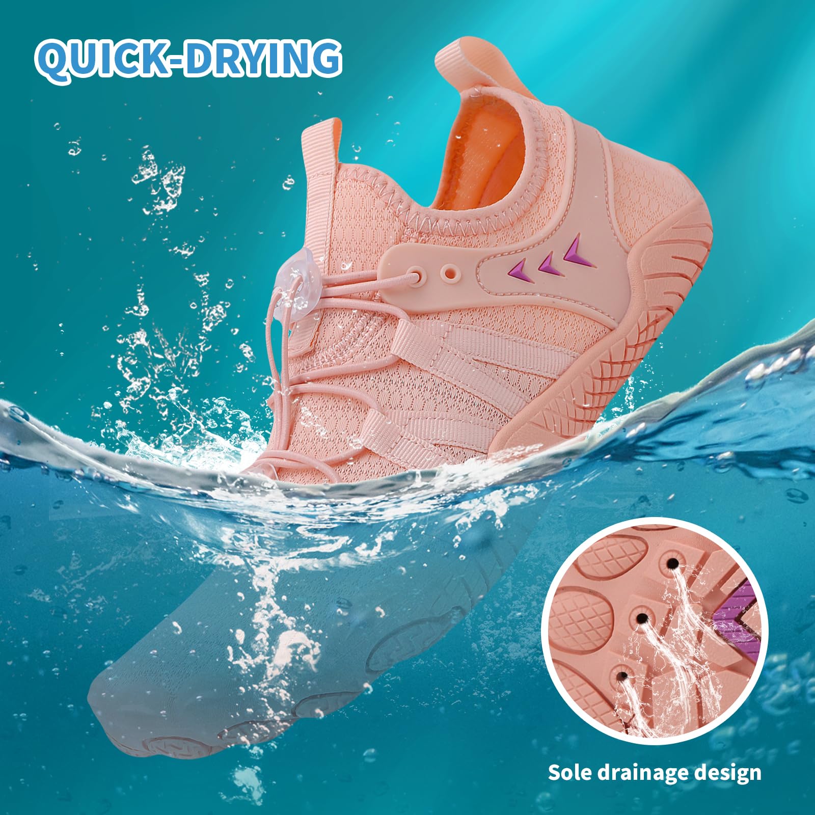 **Women's & Men's Water Shoes - Quick-Dry Barefoot Swim Shoes for Beach, Pool, Surf, River & Water Park - Slip-On Aqua Shoes for Yoga, Hiking & Outdoor Activities**