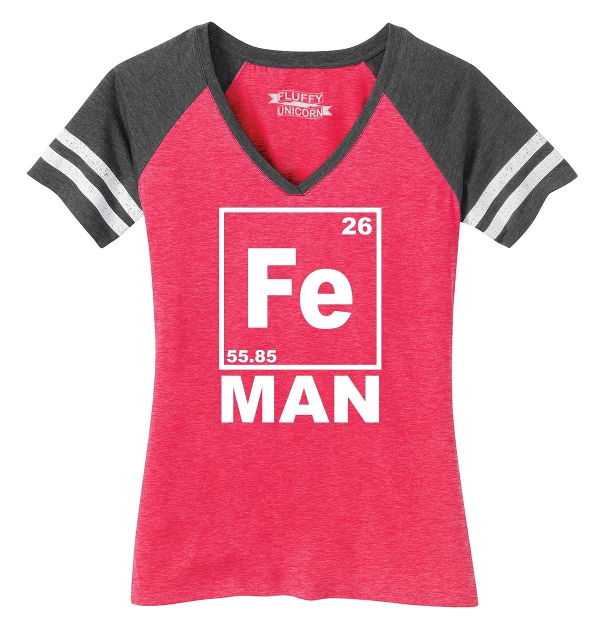 Funny Iron Man Chemistry Game V-Neck T-Shirt for Women | Marvel Superhero Graphic Tee | Perfect for Cosplay, Comic Con & Geek Fashion