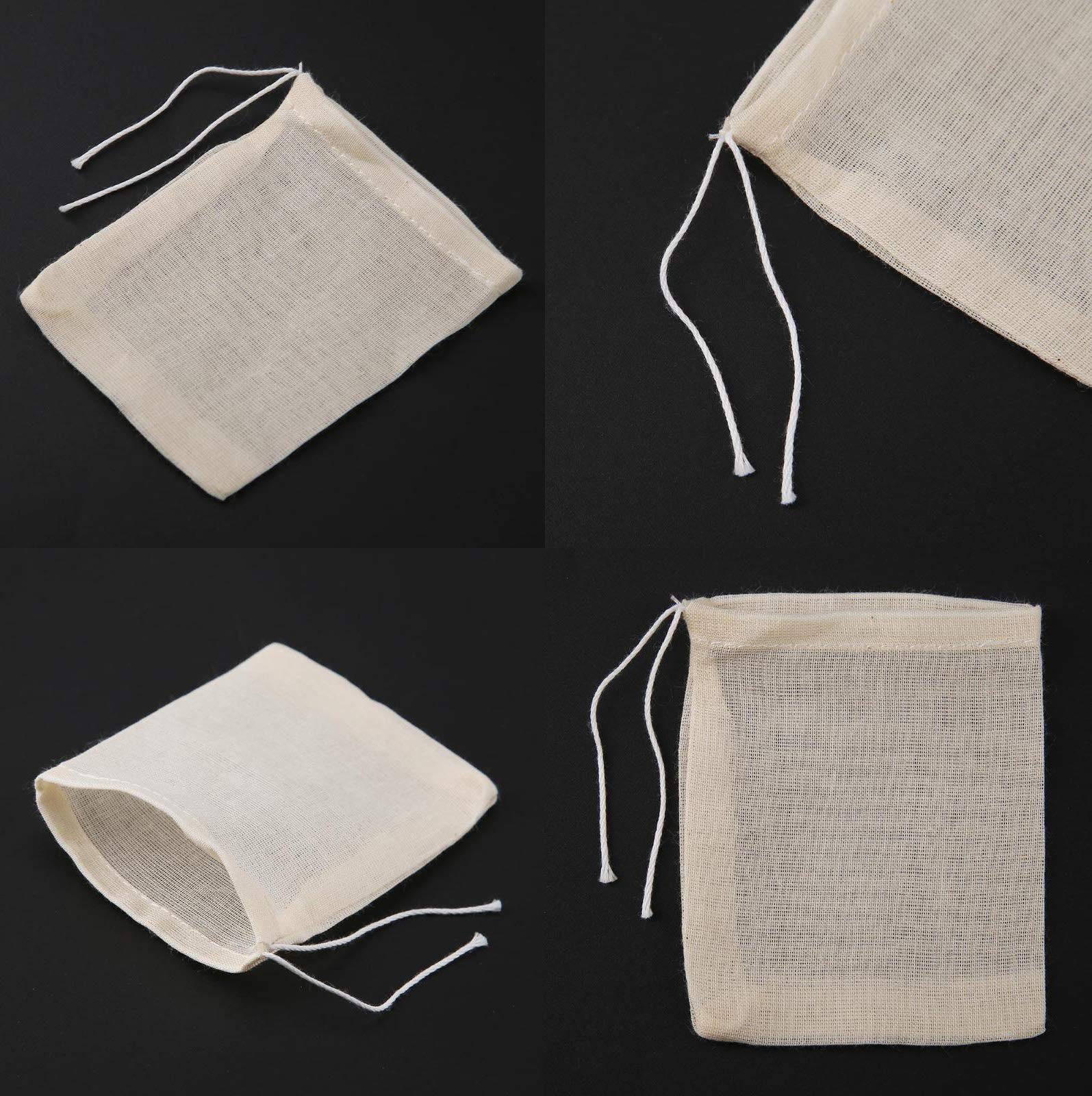30 Pack 4x6 Inch Natural Unbleached Cotton Drawstring Bags - Reusable Muslin Bags for Spices, Herbs, Tea, Coffee & Soup - Perfect for Home Storage, DIY Crafts & Gift Packaging