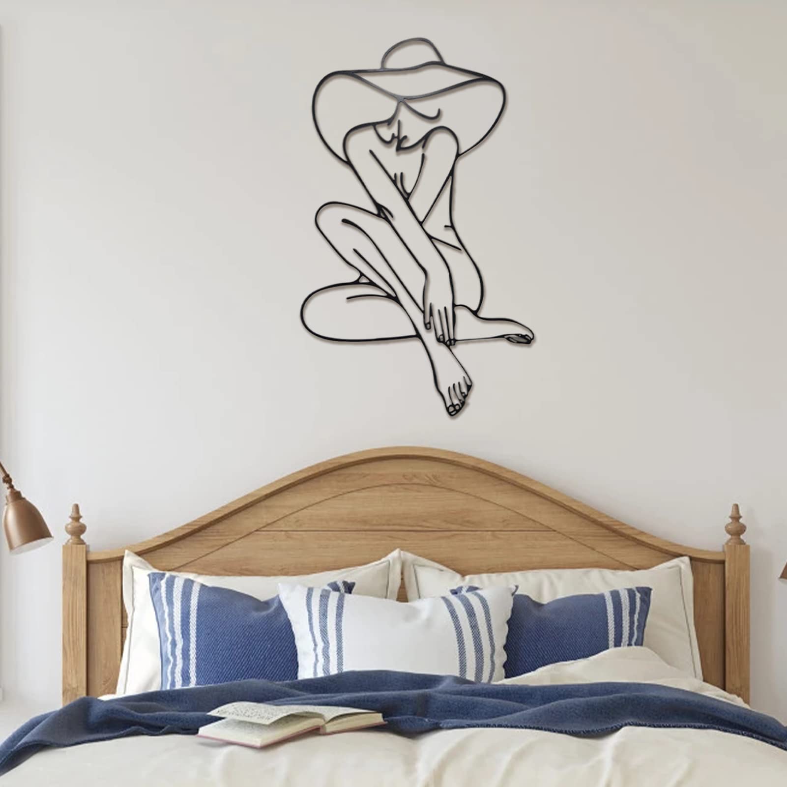 Minimalist Metal Female Wall Art - Abstract Single Line Woman Sculpture for Home Decor | Elegant Wire Wall Hanging for Living Room, Bedroom & Office