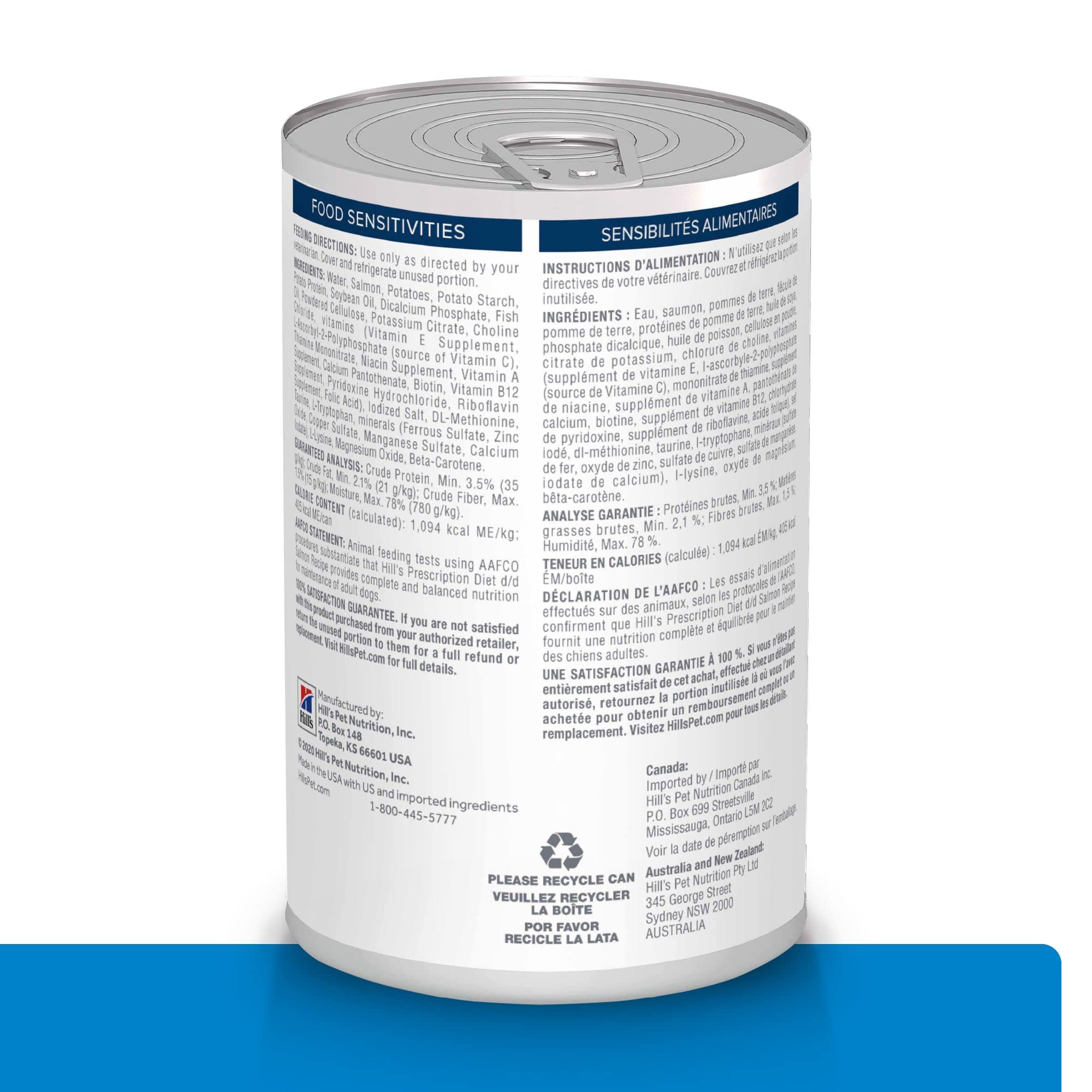 Hill's Prescription Diet d/d Skin/Food Sensitivities Salmon Formula Canned Dog Food - Veterinary Recommended Wet Food for Dogs with Allergies (13 oz, 12-Pack) - Ideal for Sensitive Skin & Digestive Support