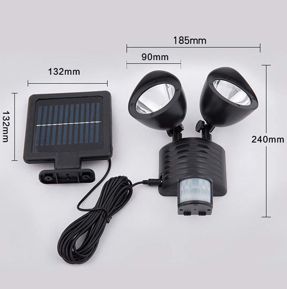 22 LED Solar Outdoor Lights - Waterproof Double Head Motion Sensor Spotlight for Garden, Pathway, Garage & Wall - Solar Flood Light for Home Security & Landscape Lighting