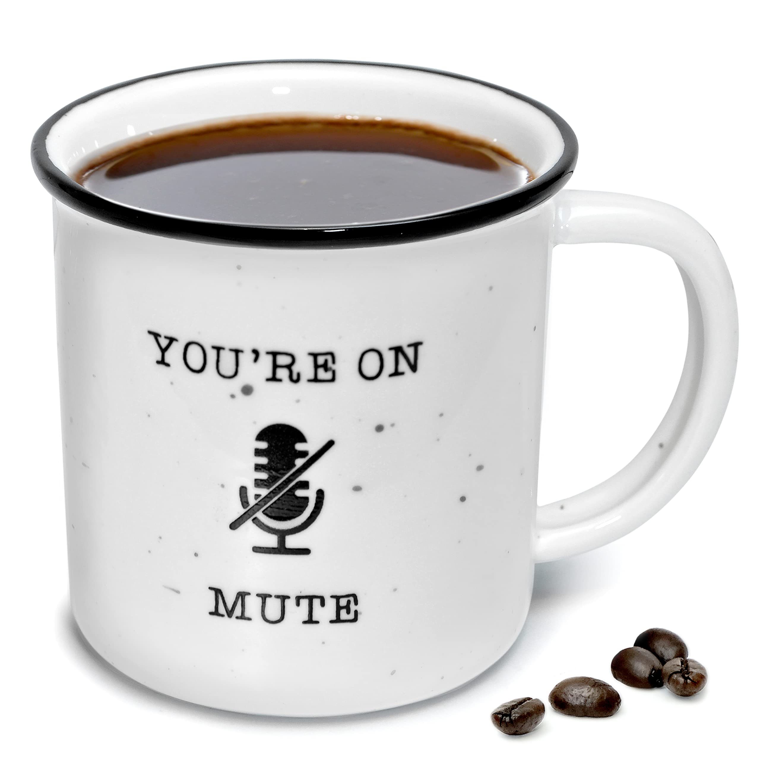Funny 'You're On Mute' 11oz Ceramic Coffee Mug - Farmhouse Style Gift with Humorous Quote, Microwave Safe - Perfect for Teachers Day, Office Gifts & Virtual Meeting Humor