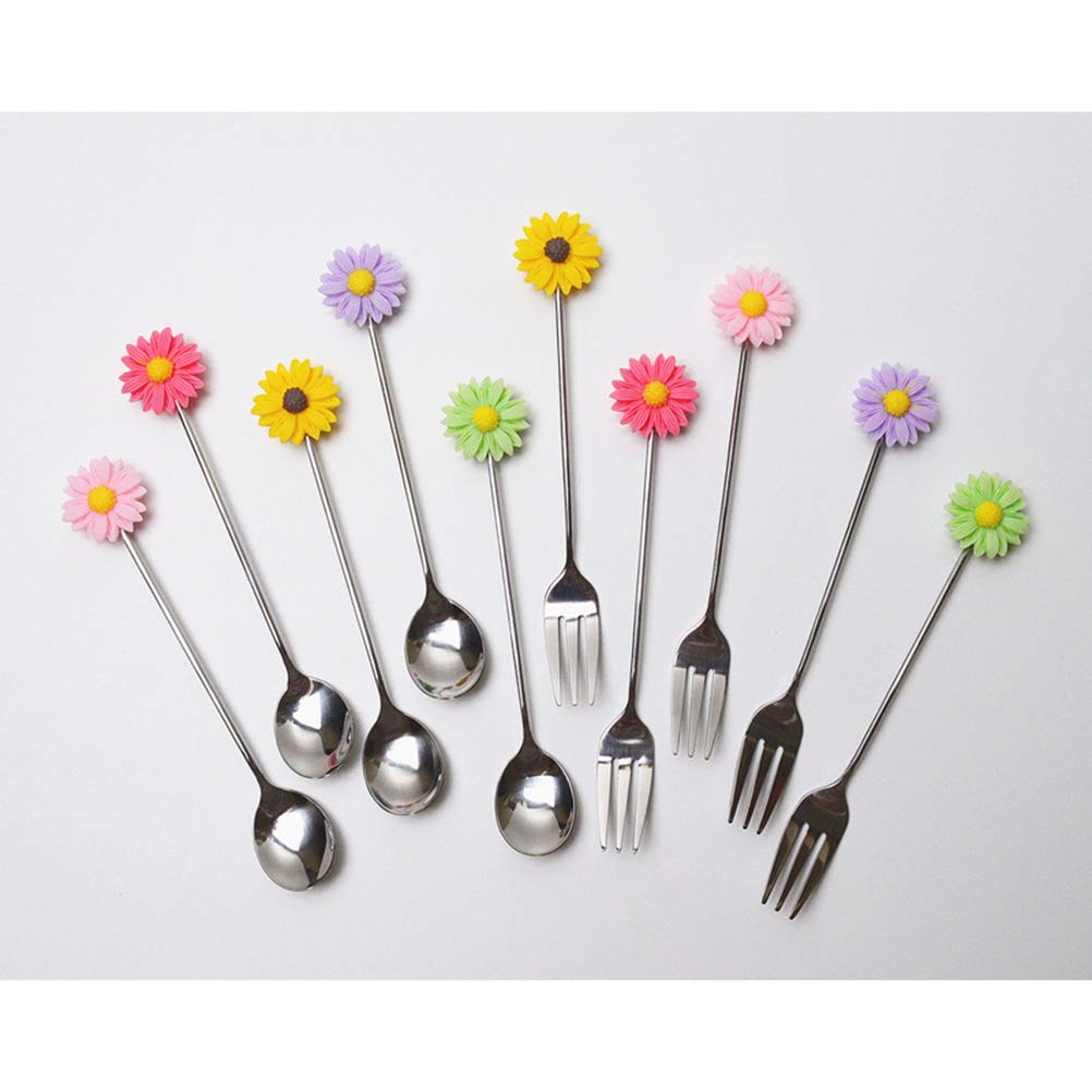 3-Piece Espresso Stirring Spoon Set - Stainless Steel Coffee Mixer Wand, Honey & Condiment Spoons, Daisy Design Stir Stick for Espresso, Tea, Hot Chocolate - Perfect for Home, Cafe & Office Use