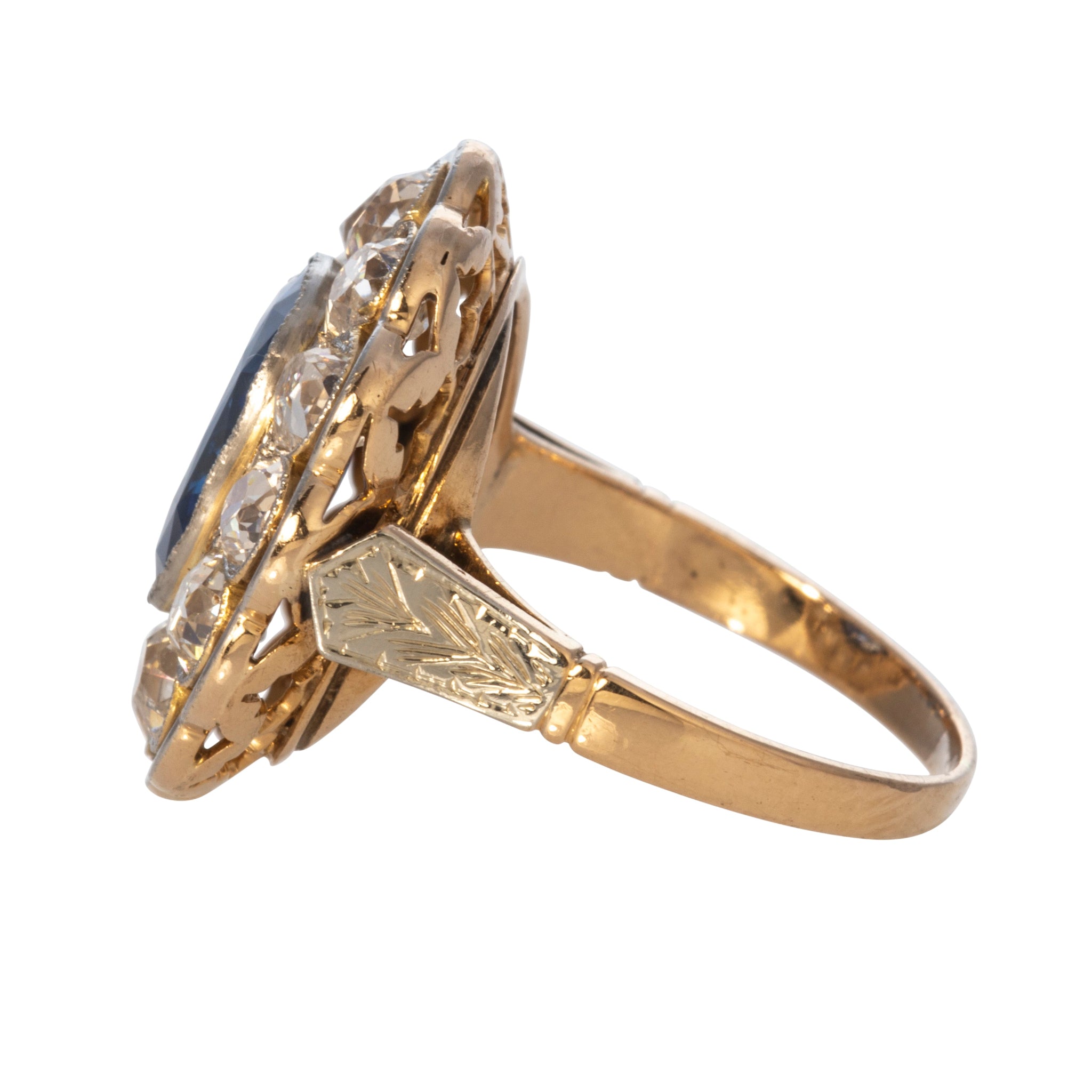3.93ct Oval Sapphire & Diamond Cluster Ring in 14K Gold - Victorian Style Engagement Ring for Women, Perfect for Proposals, Anniversaries & Special Occasions