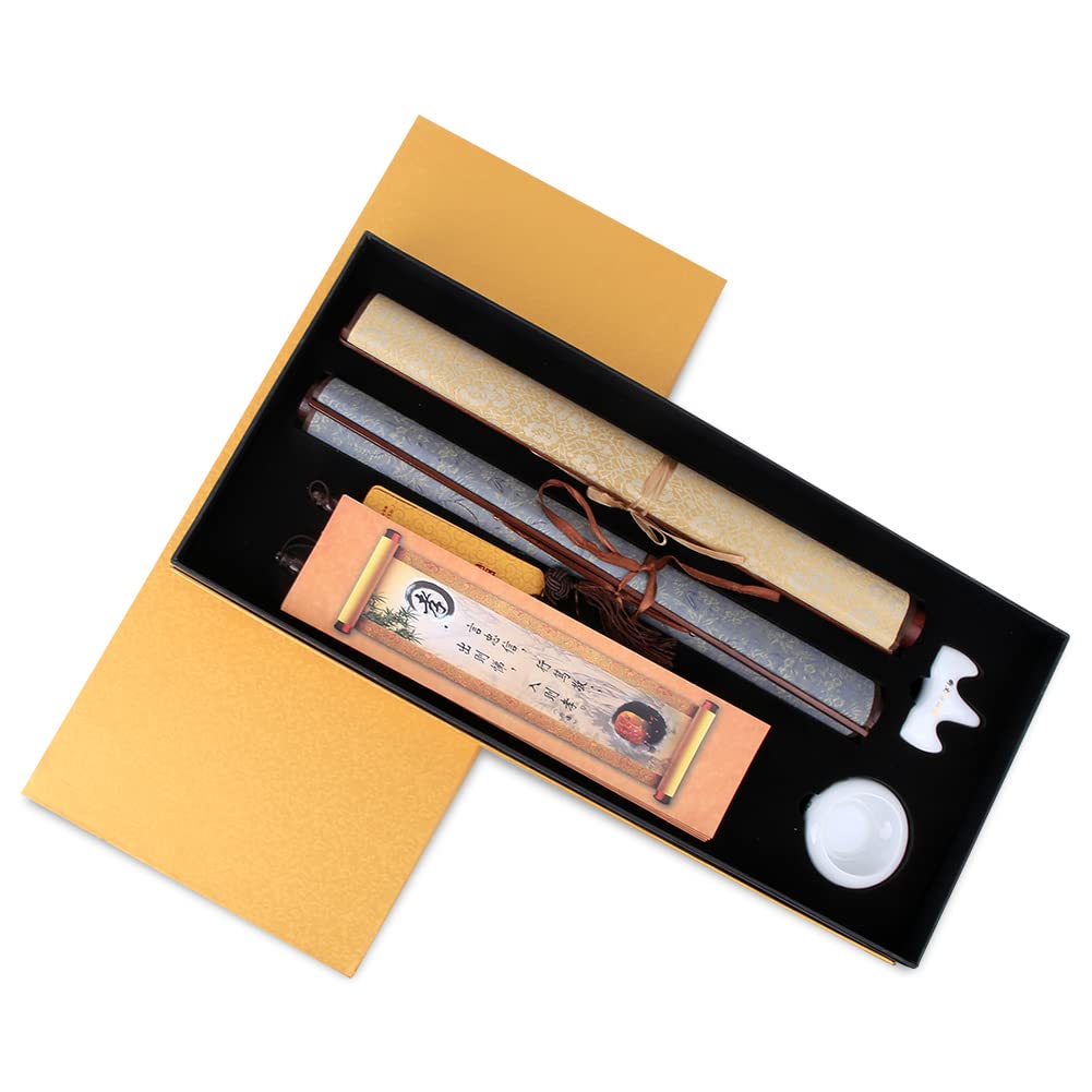 Reusable Calligraphy Water Writing Cloth Brush Set with Gold Stamping - Magic Ink Practice Tool & Pen Cleaning Kit for Students | Perfect for Chinese Calligraphy, Drawing Practice & Gift Giving