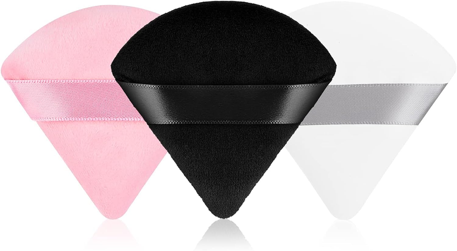 JNKB 3-Piece Triangle Velour Makeup Sponges - Beauty Blender for Foundation, Loose Powder & Contouring - Soft Cosmetic Puff Applicator with Cleansing Holder (Multi-Colored) - Perfect for Travel, Professional Makeup & Everyday Beauty Routine