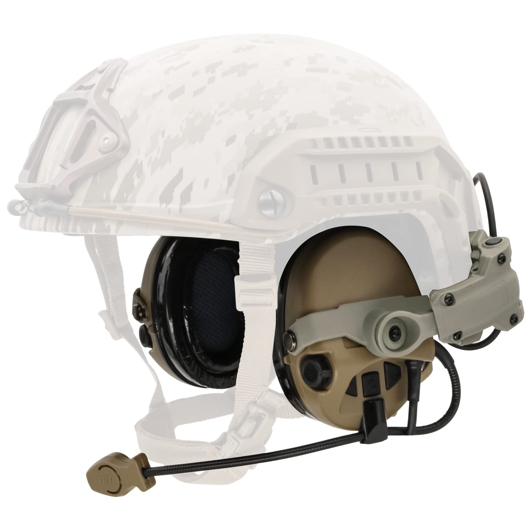 Tactical Headset with ARC Rail Adapter - Military-Grade Ear Protection Headphones for Airsoft & Shooting - Includes K 2 Pin Push-to-Talk (Tan) - Perfect for Combat Training, Hunting & Outdoor Adventures