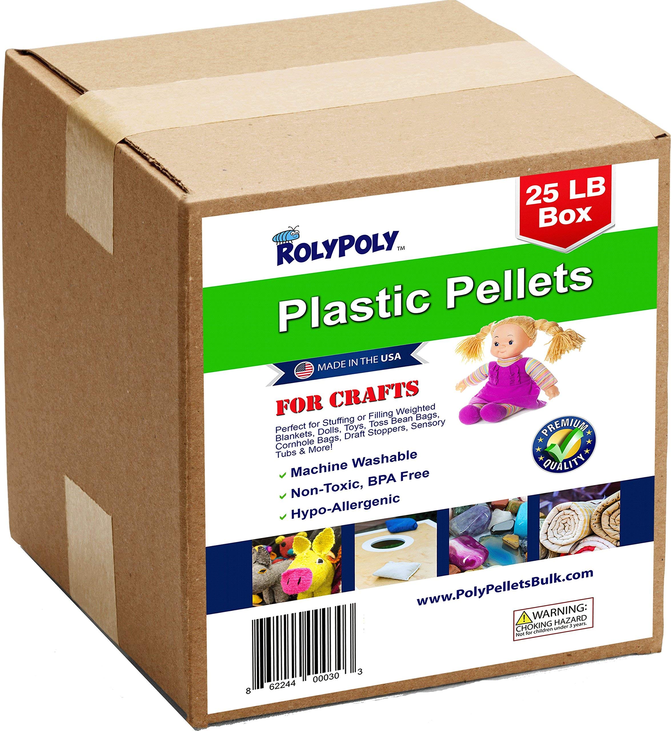 Premium Poly Plastic Pellets - 25 lbs Bulk for Weighted Blankets, Rock Tumbling, Doll Stuffing & Craft Filling | Made in USA | Ideal for DIY Projects, Sensory Lap Pads & Home Decor Crafts