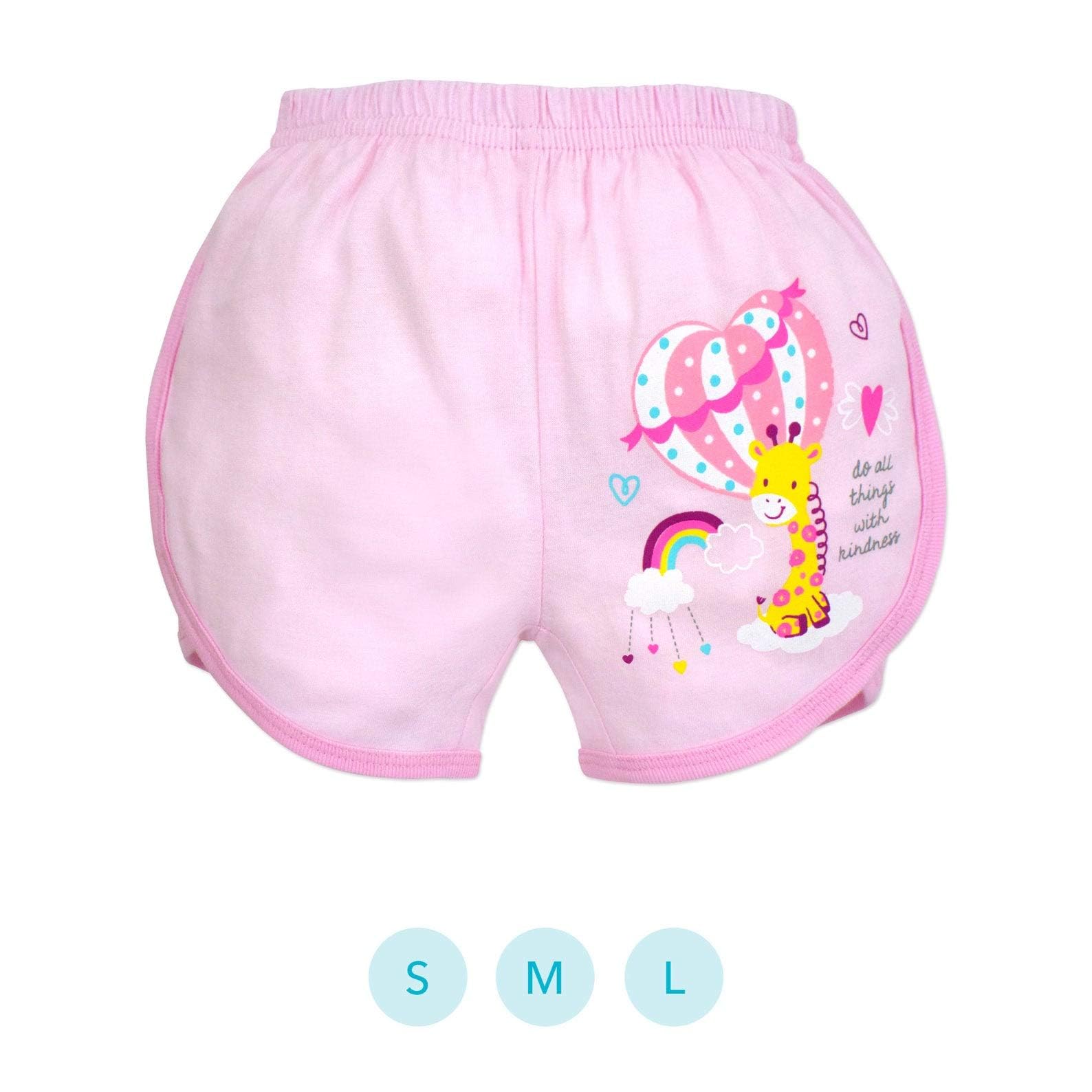 **Soft 100% Cotton Baby Girls' Shorts - 3-Pack (Kindness Collection) | Comfortable & Breathable for Summer Play, Outings & Casual Wear**