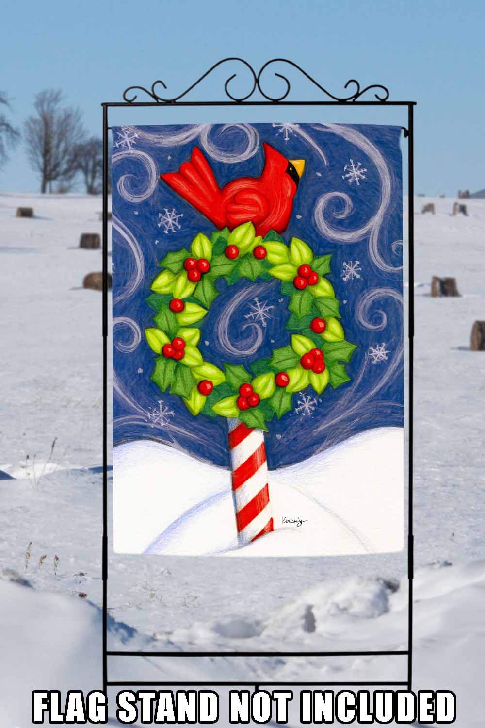 Toland Home Garden 102527 Winter Wonderland Double Sided Outdoor Flag - 28x40 Inch Cardinal Bird Winter Yard Decoration for House & Garden - Perfect for Seasonal Holiday Decor and Front Porch Display