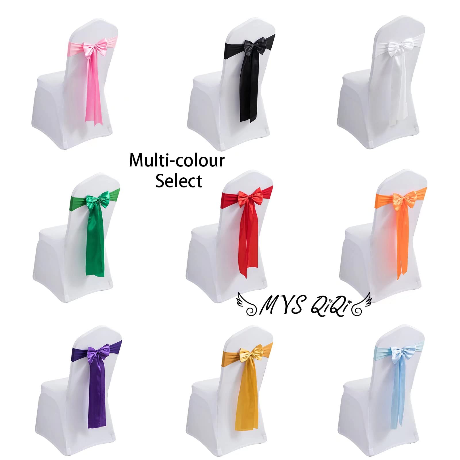 100 PCS Light Purple Spandex Chair Bands - Stretchable Satin Chair Sashes & Ribbons for Wedding, Party, Banquet, Hotel Decor - Elegant Chair Cover Bows for Home & Kitchen Decoration