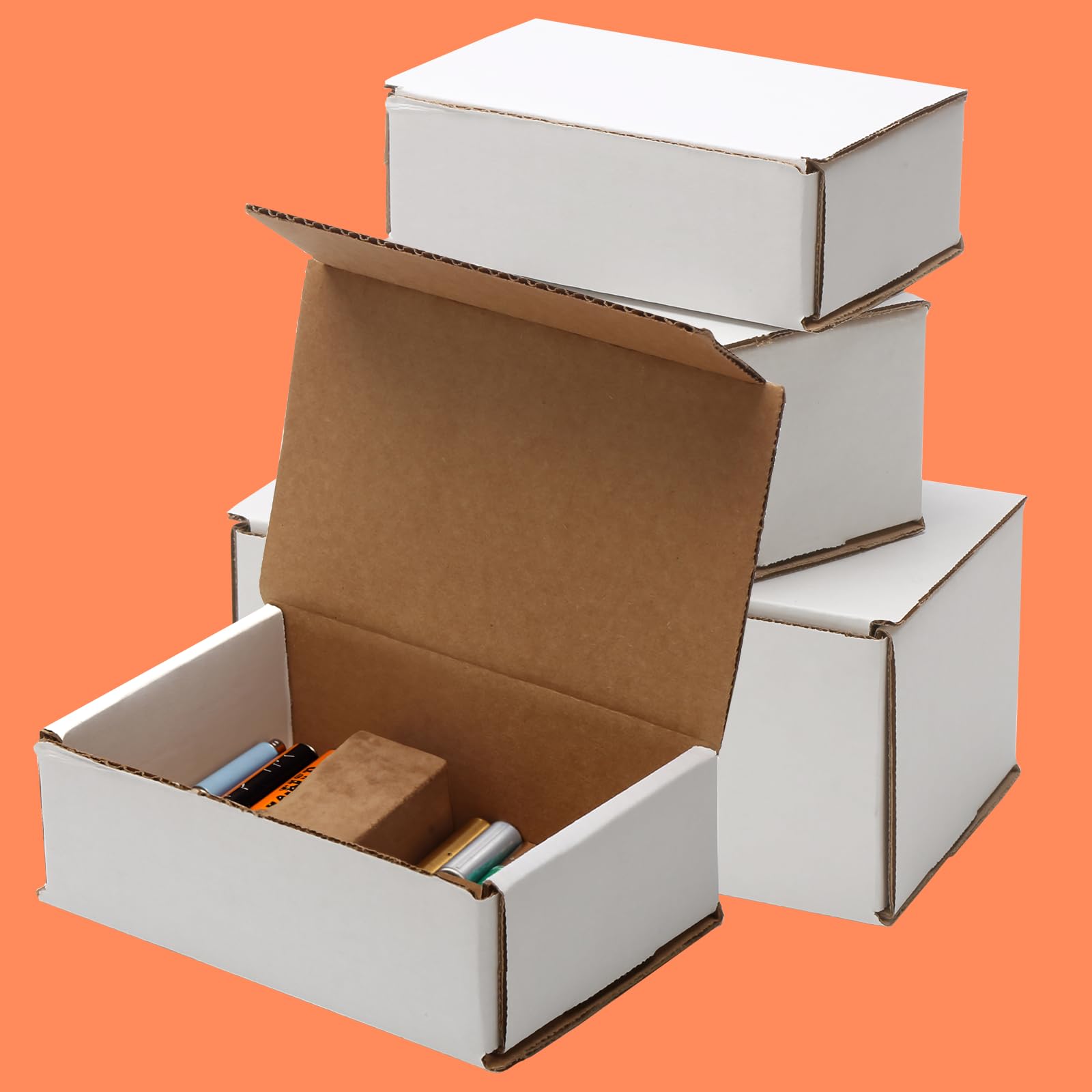 The Boxery 3x3x3 White Corrugated Mailers - Tuck Top Shipping Boxes for Small Packages, Gifts & Ecommerce - Perfect for Jewelry, Cosmetics & Lightweight Items