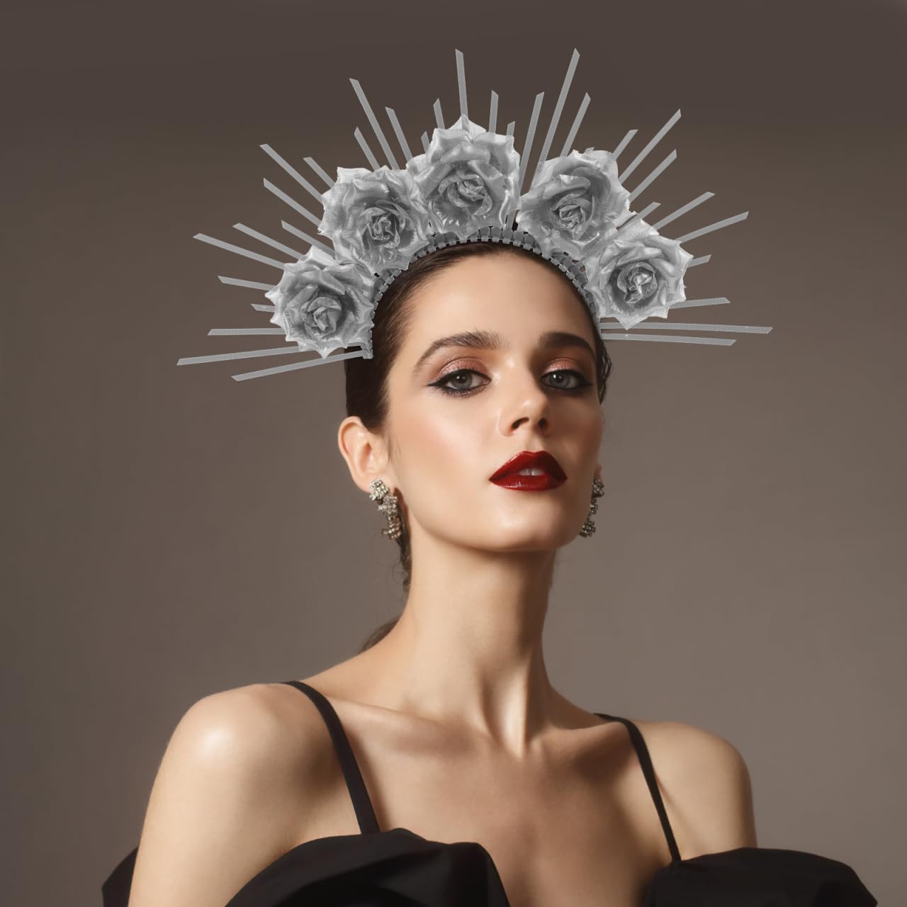Women's Halloween Halo Headband - Silver Bridal Wedding Headpiece for Cosplay & Costume Accessories | Perfect for Halloween Parties, Weddings & Cosplay Events
