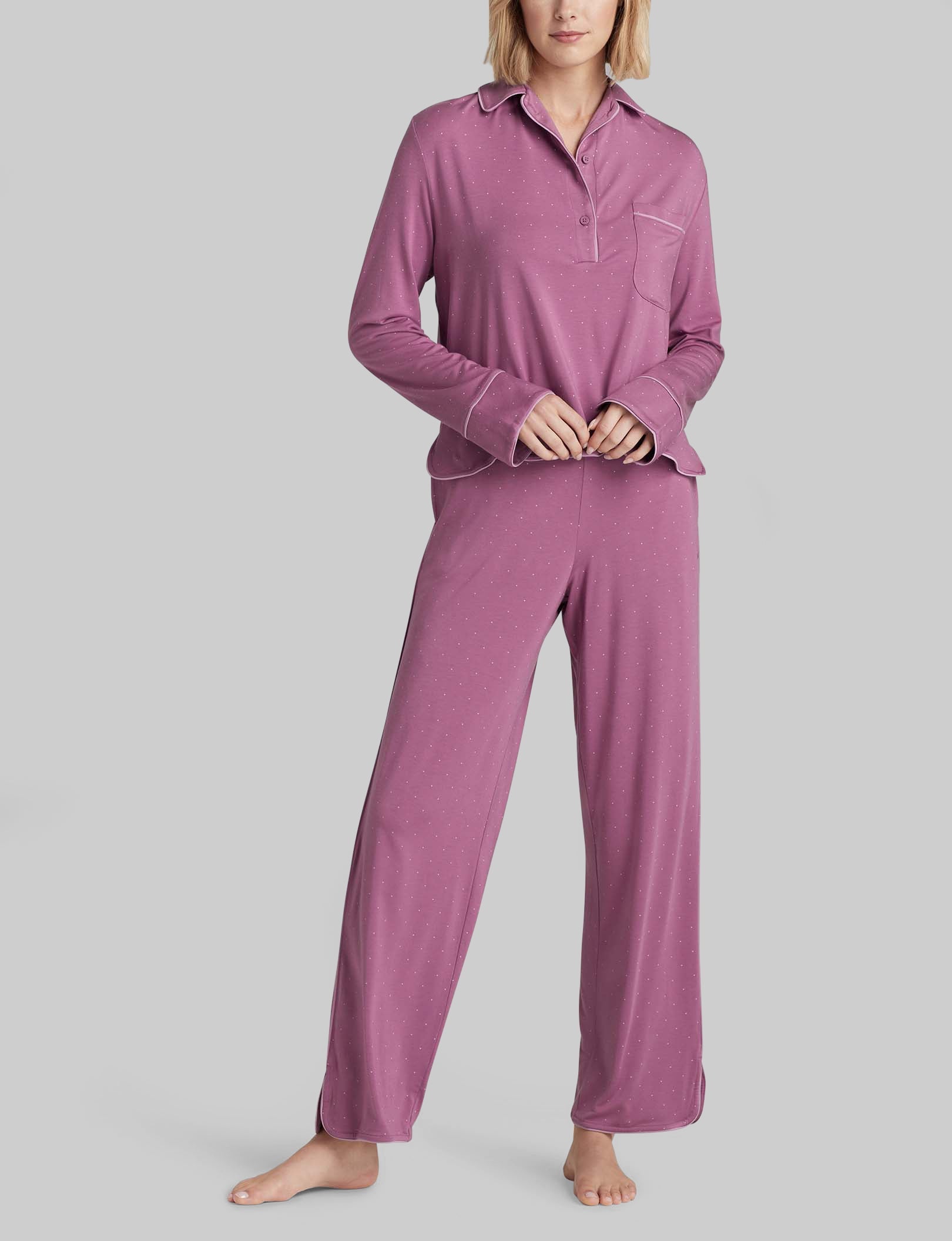 Cozy Women's Long Sleeve Pajama Set - Soft Pullover Sleepwear Top & Lounge Pants for Relaxing at Home, Sleeping, or Lounging Comfortably