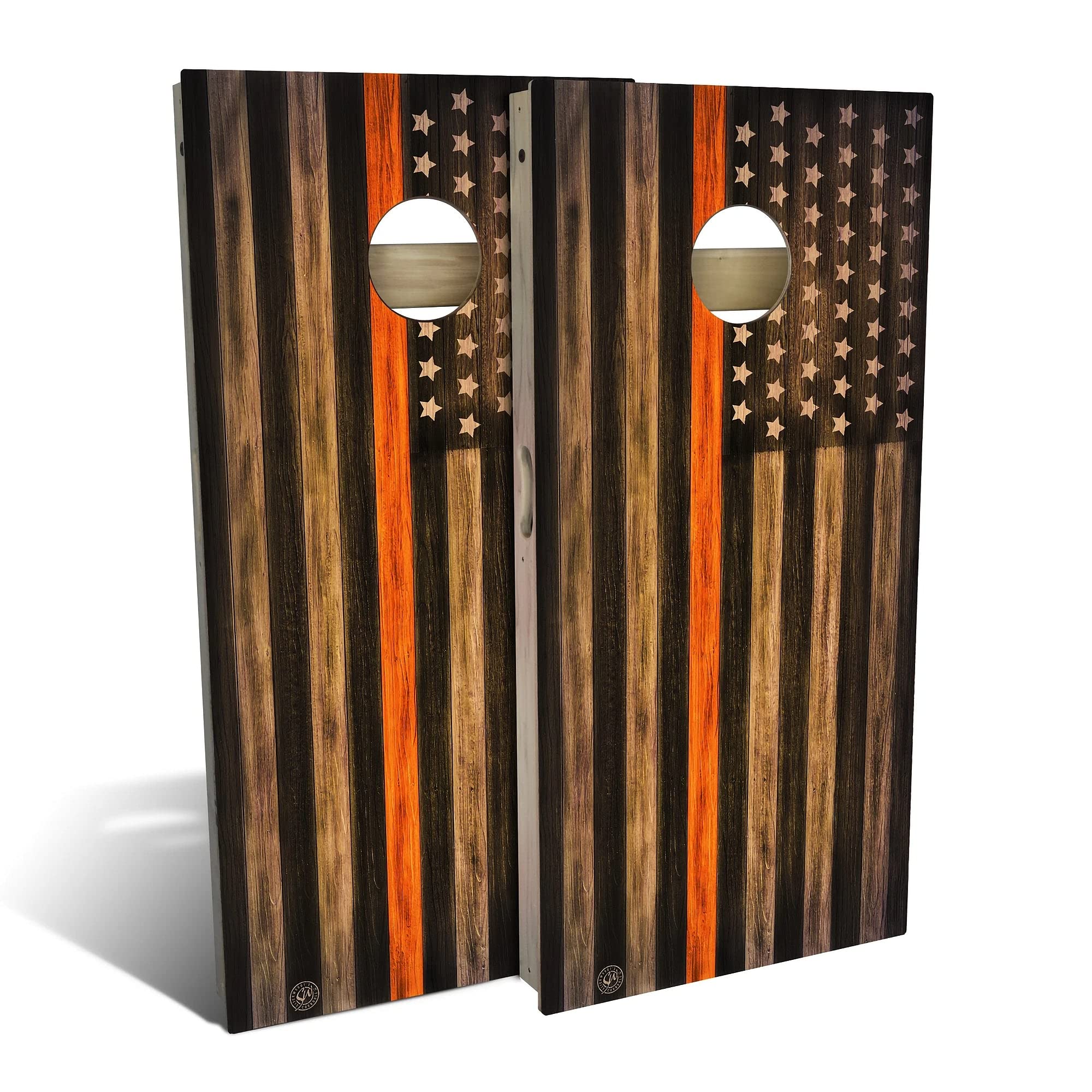 Skip's Garage Charred Search & Rescue USA Cornhole Board Set - Regulation Size & Premium Accessories, 2 Boards & 8 Bags Included - Perfect for Backyard BBQ, Tailgate Parties & Outdoor Games