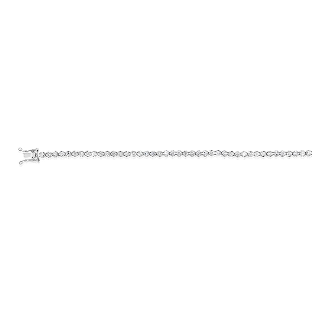 2 Carat Diamond Tennis Bracelet with 59 Brilliant Cut Stones in 9K White Gold - Elegant Jewelry Gift for Women, Perfect for Weddings, Anniversaries & Special Occasions